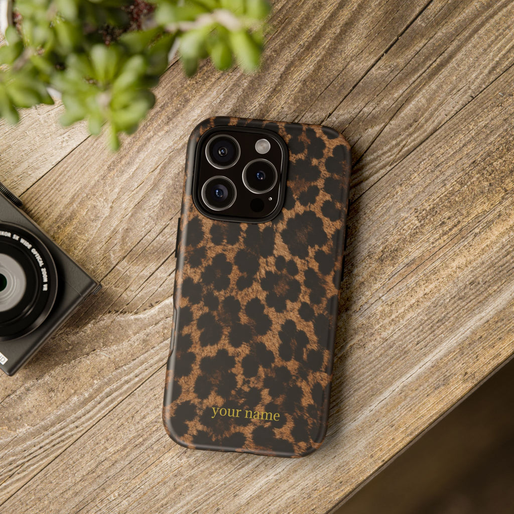 Leopard Print Phone Case — Personalized "your name" Monogram Tough Case