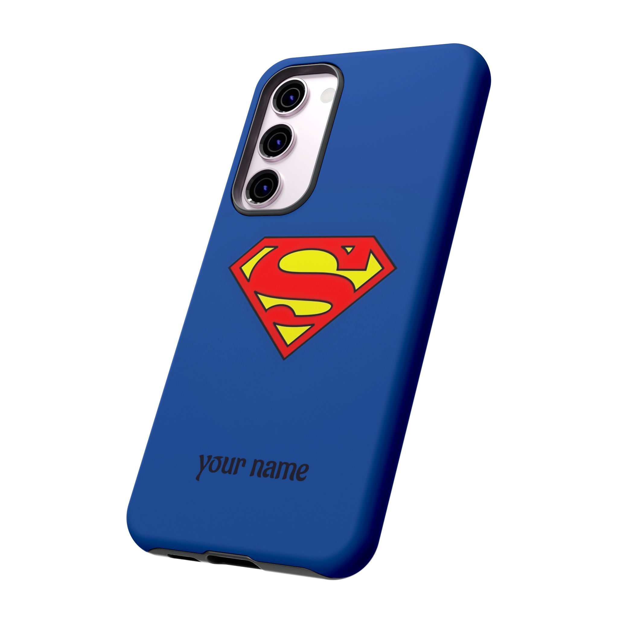 Personalized Superhero Phone Case — Custom Name Blue Protective Cover