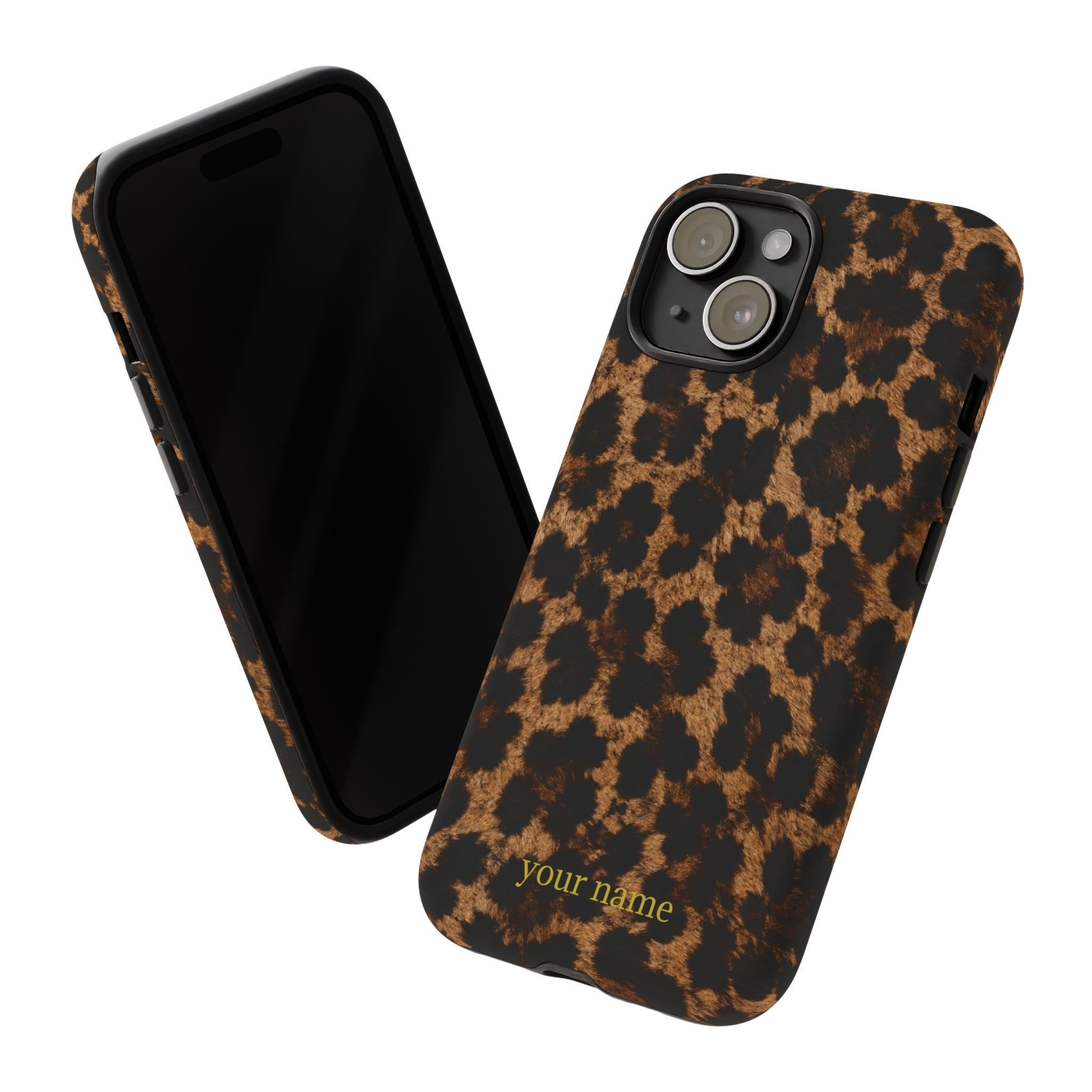 Leopard Print Phone Case — Personalized "your name" Monogram Tough Case