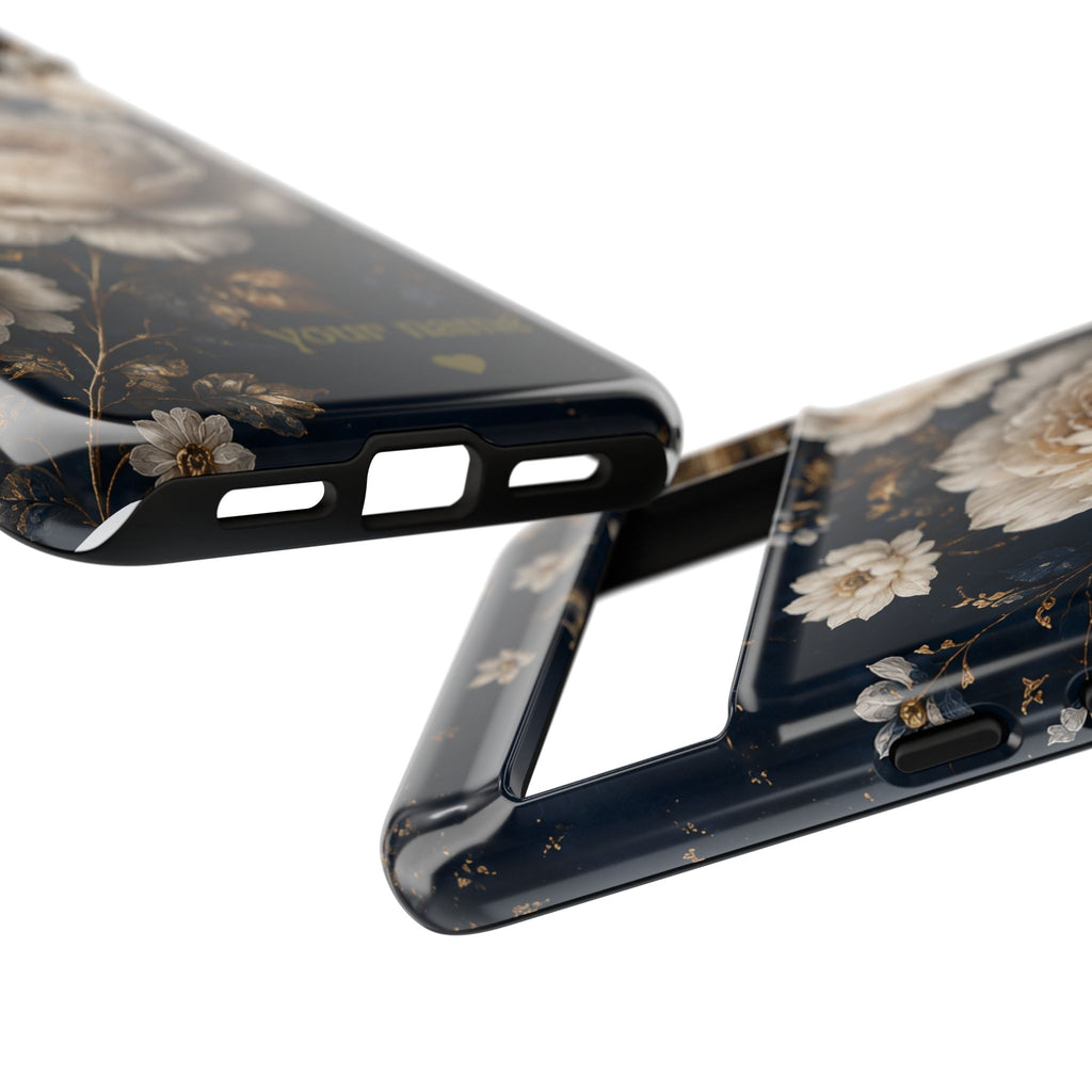 Floral Vintage Phone Case — Personalized "your name" Romantic Dark Peony