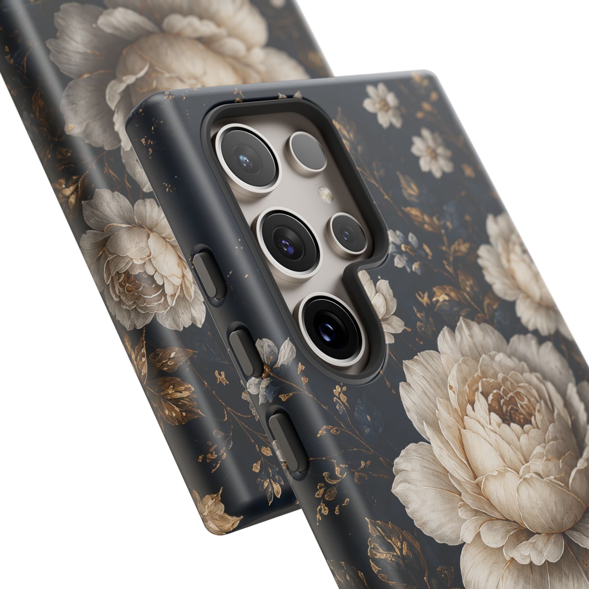 Floral Vintage Phone Case — Personalized "your name" Romantic Dark Peony