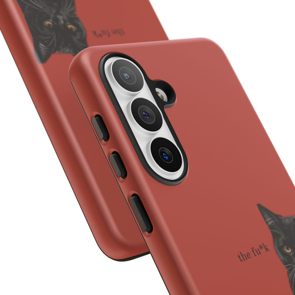 Black Cat Coffee Phone Case – Red Matte Protective Tough Case