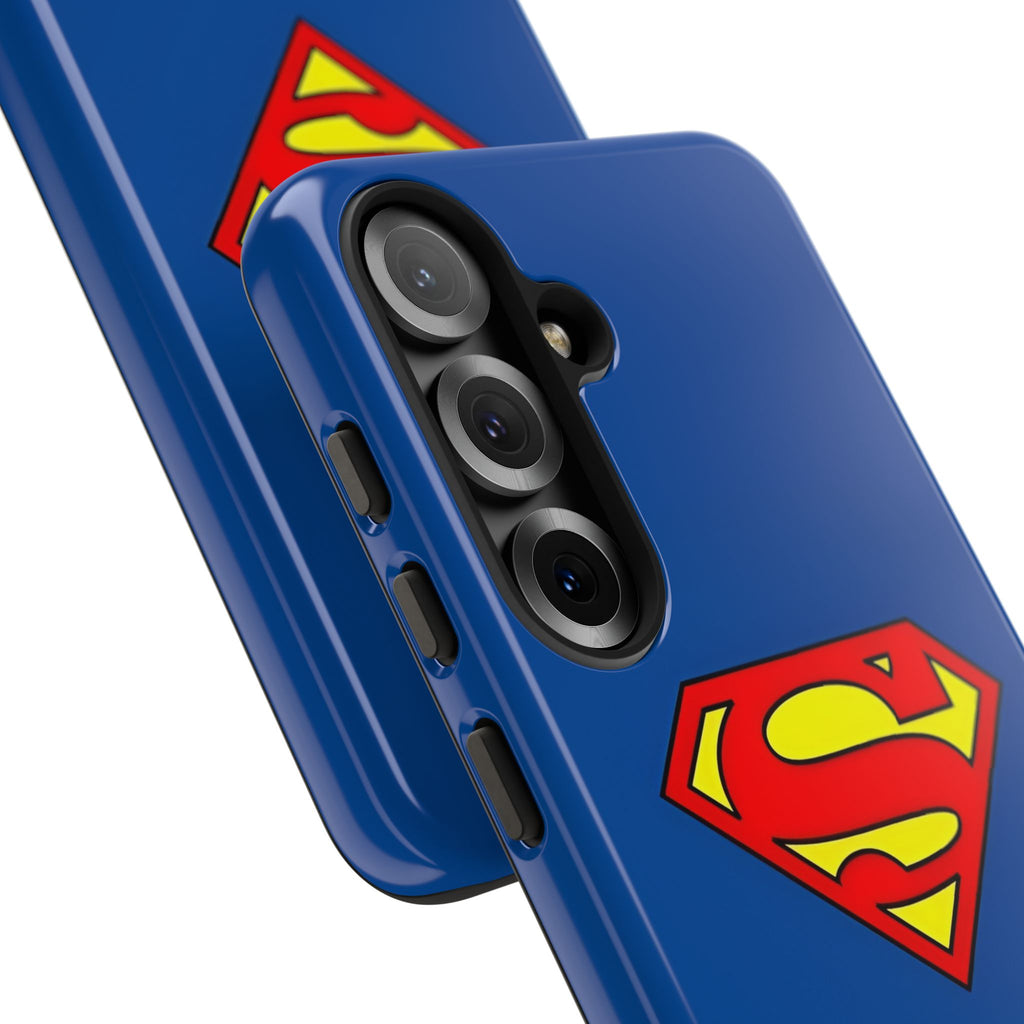 Personalized Superhero Phone Case — Custom Name Blue Protective Cover