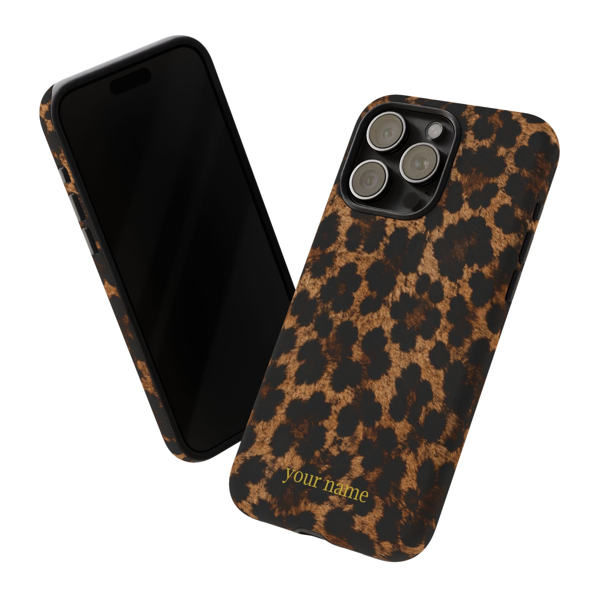 Leopard Print Phone Case — Personalized "your name" Monogram Tough Case