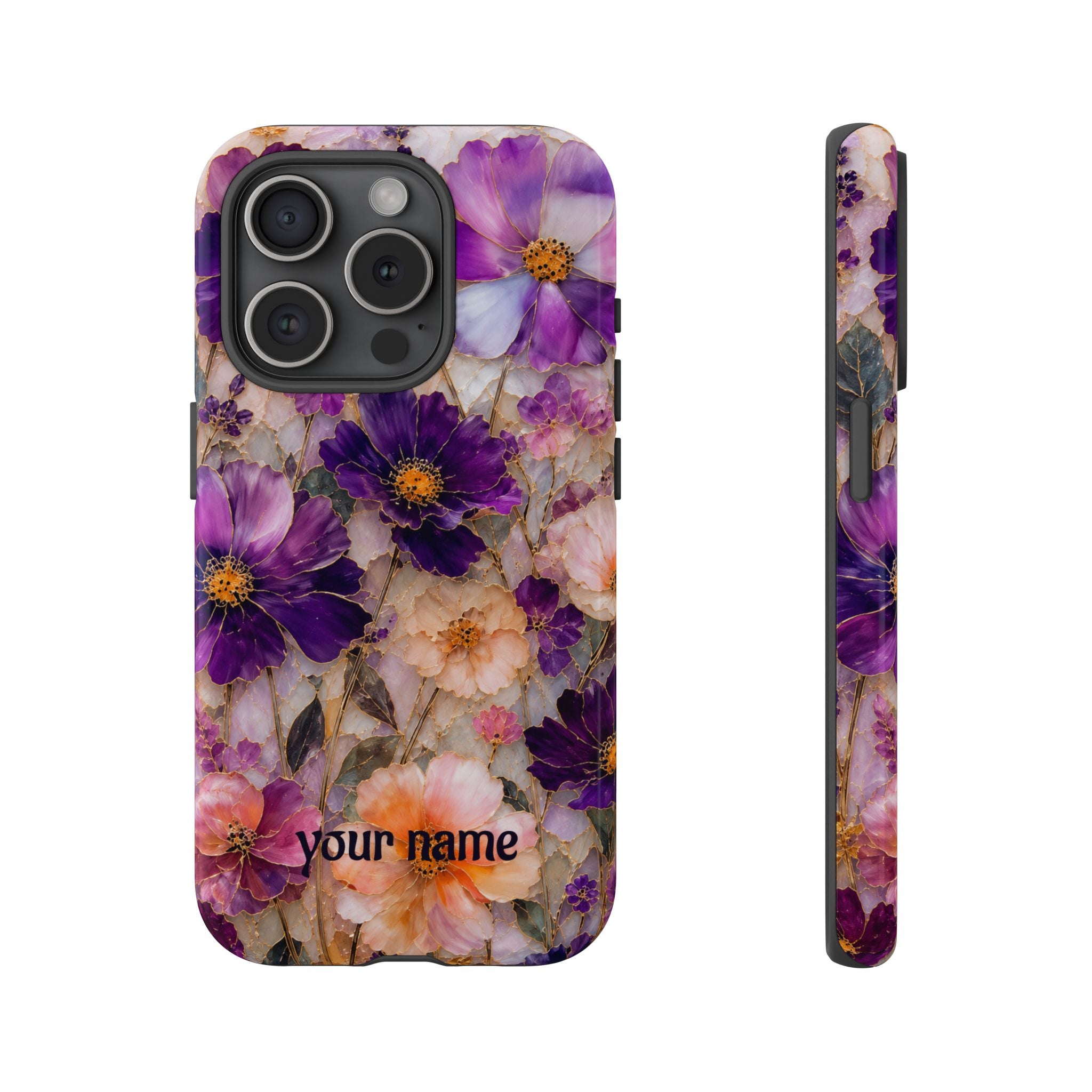 stained glass wildflower phone case — Personalized "your name"