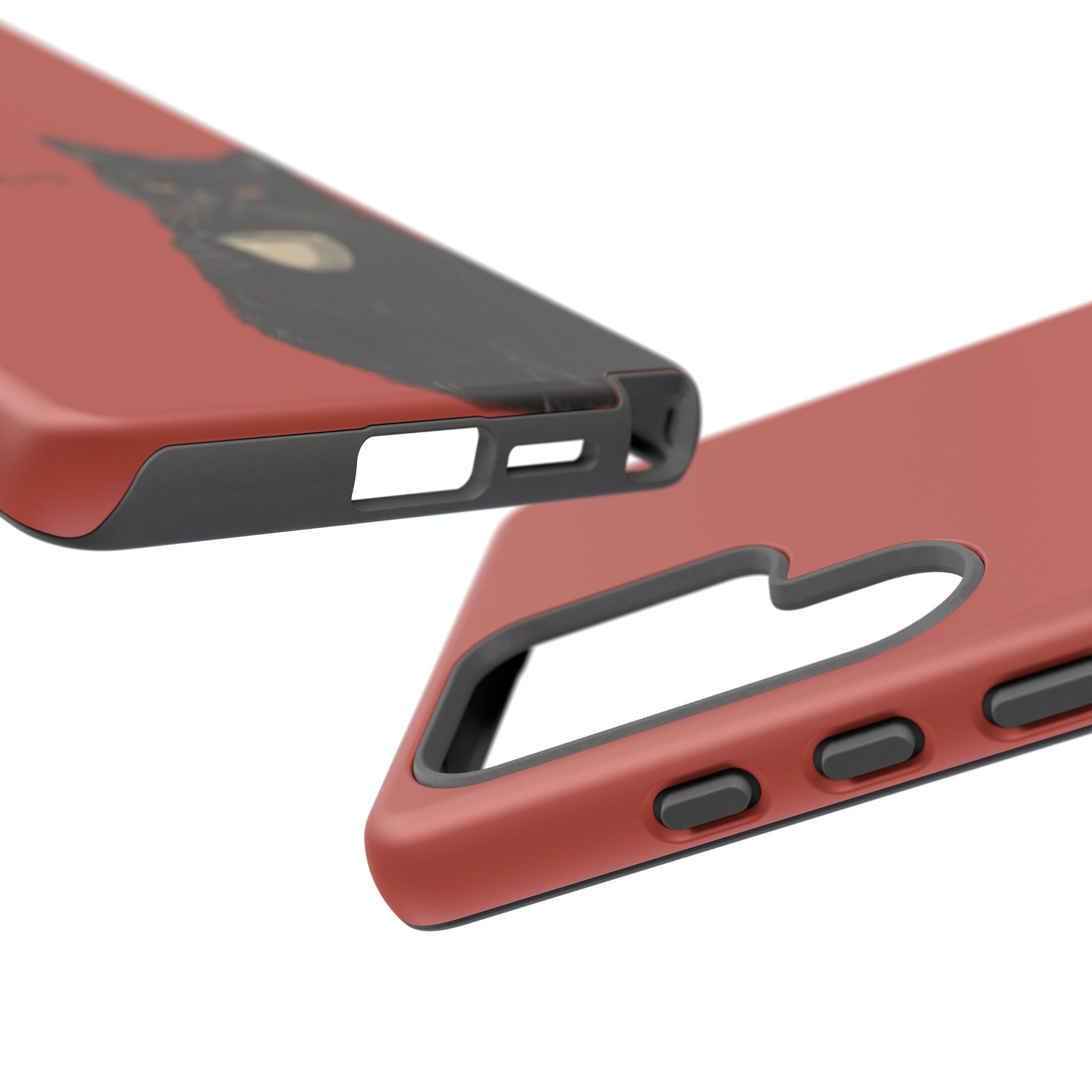 Black Cat Coffee Phone Case – Red Matte Protective Tough Case