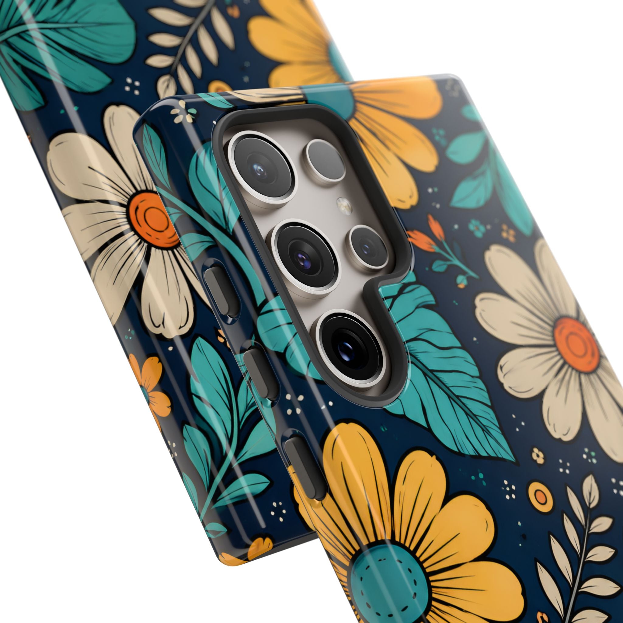 Personalized Floral Phone Case — Custom “Your name” Navy Daisy Design