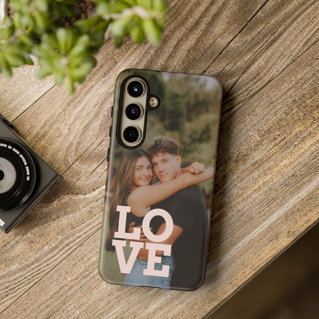 Personalized Photo Phone Case — 'LOVE' Couple Custom Tough Case
