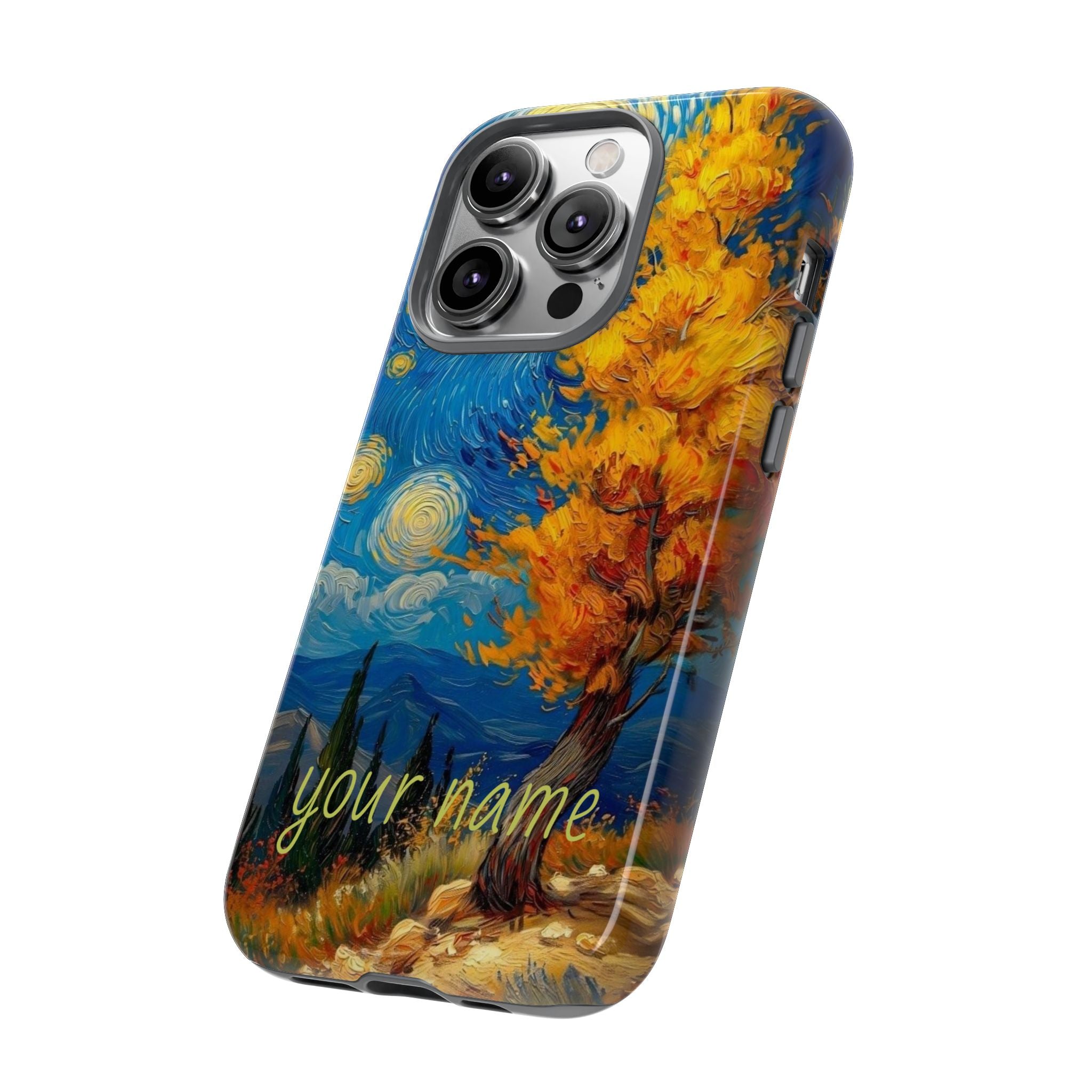 Personalized Starry Autumn Phone Case — Custom Name iPhone Protective Cover