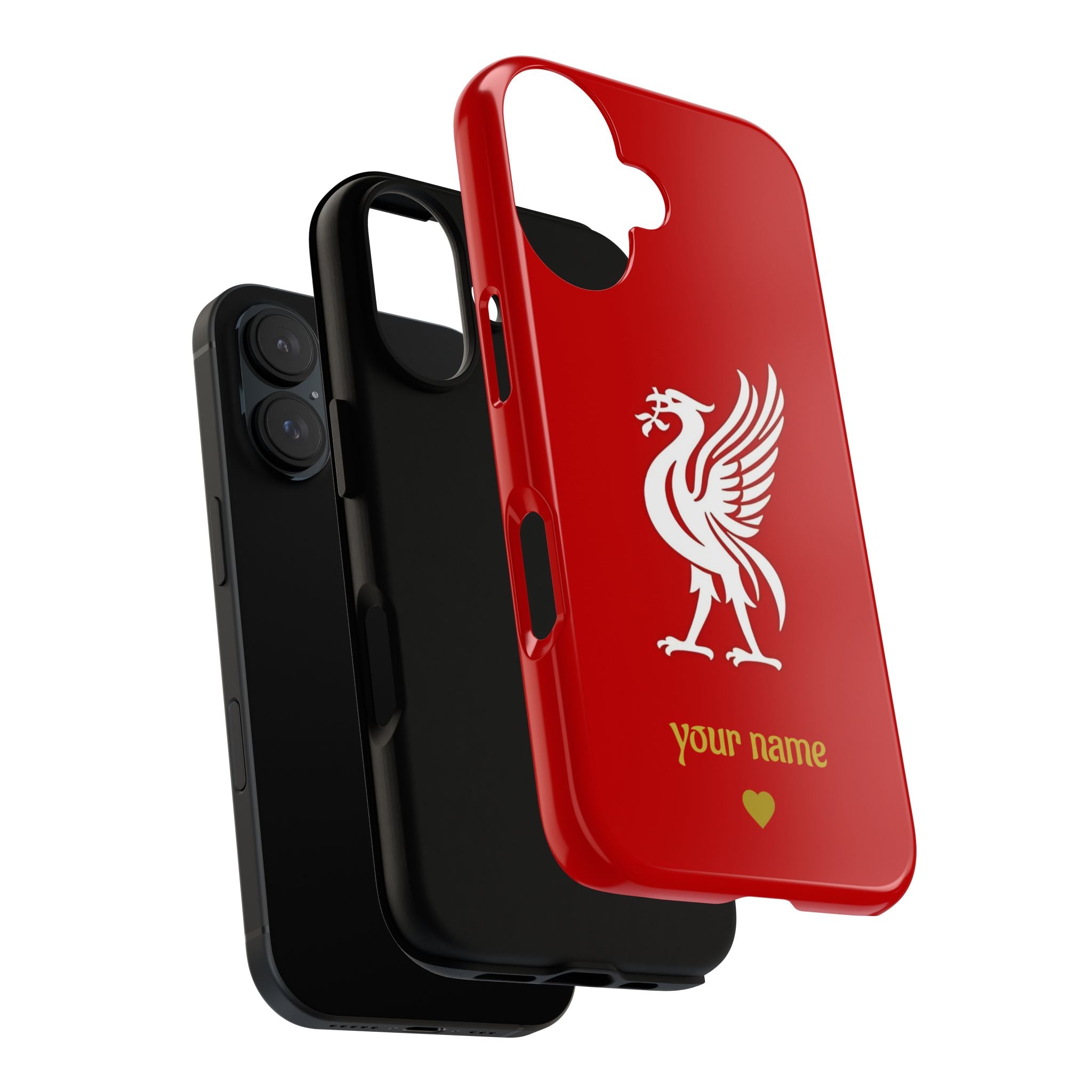 Personalized Red Phone Case — Liverbird Design with Custom Name
