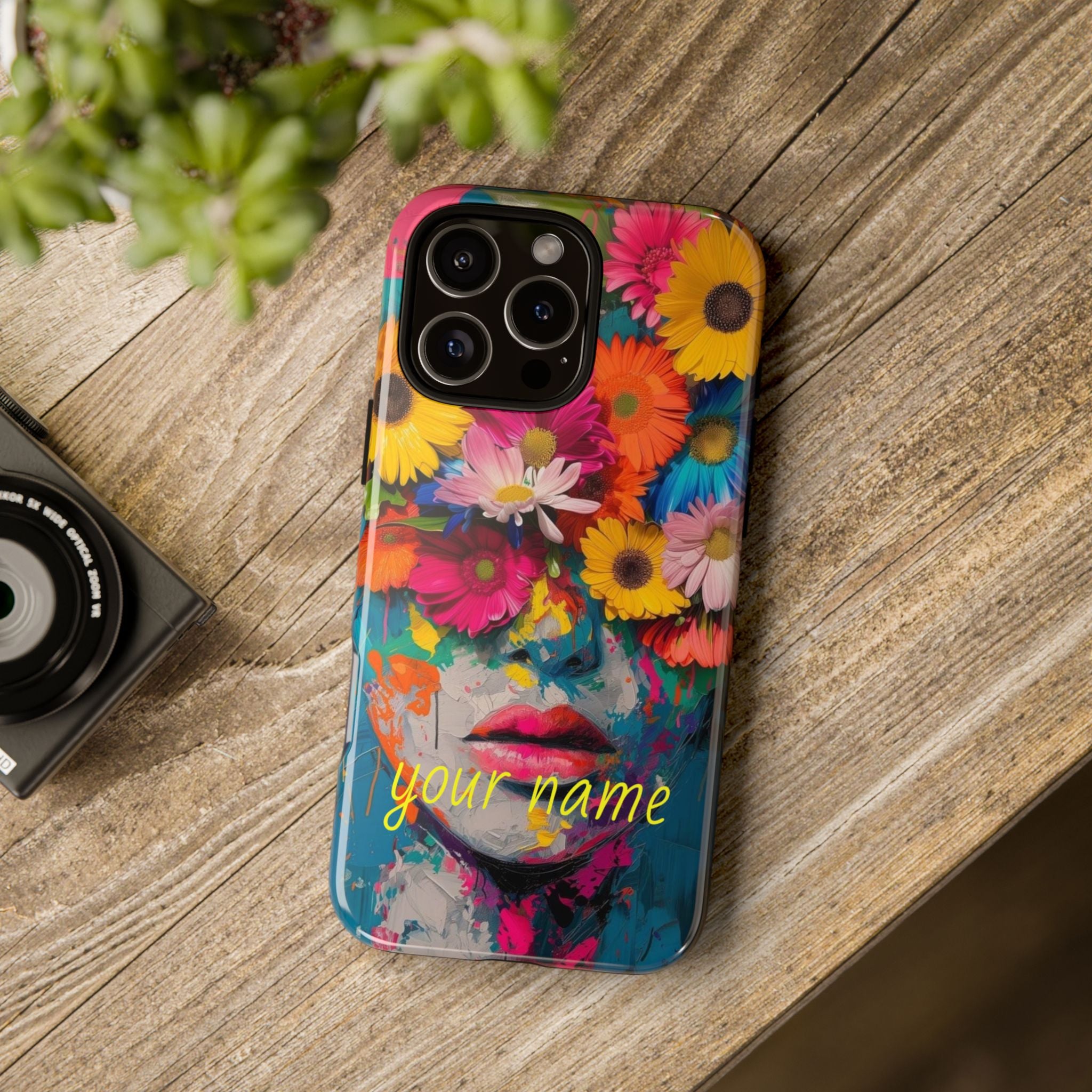 Floral Face Phone Case — Customizable Colorful Portrait iPhone Case