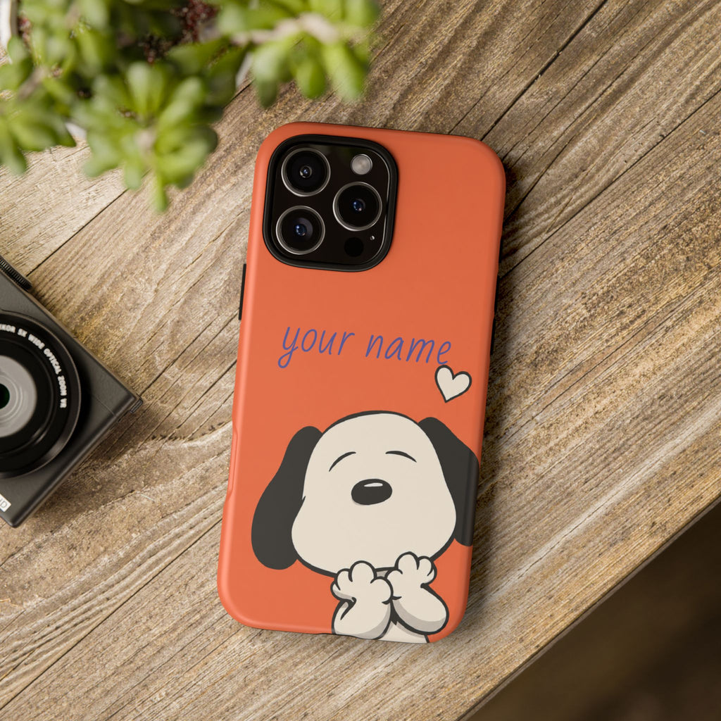 Personalized Cute Snoopy Dog Phone Case — Custom Name Protective iPhone Cover