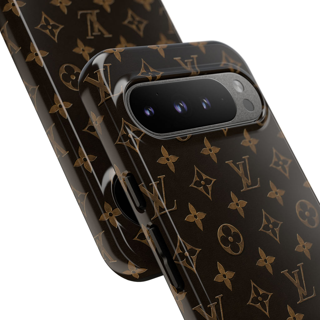Luxury Monogram Phone Case — Customizable "your name" Brown Pattern