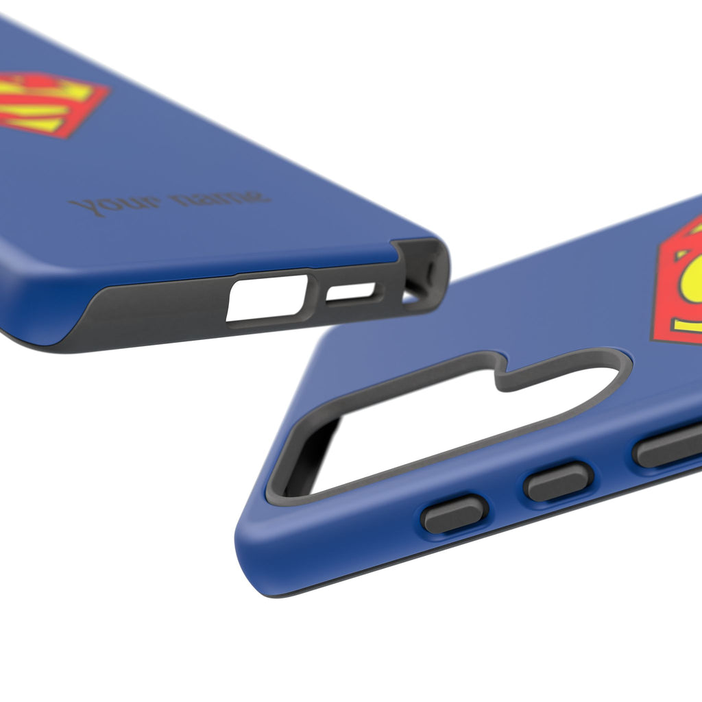 Personalized Superhero Phone Case — Custom Name Blue Protective Cover