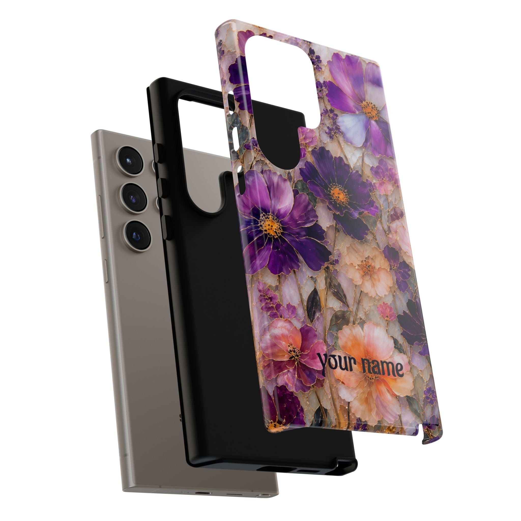stained glass wildflower phone case — Personalized "your name"