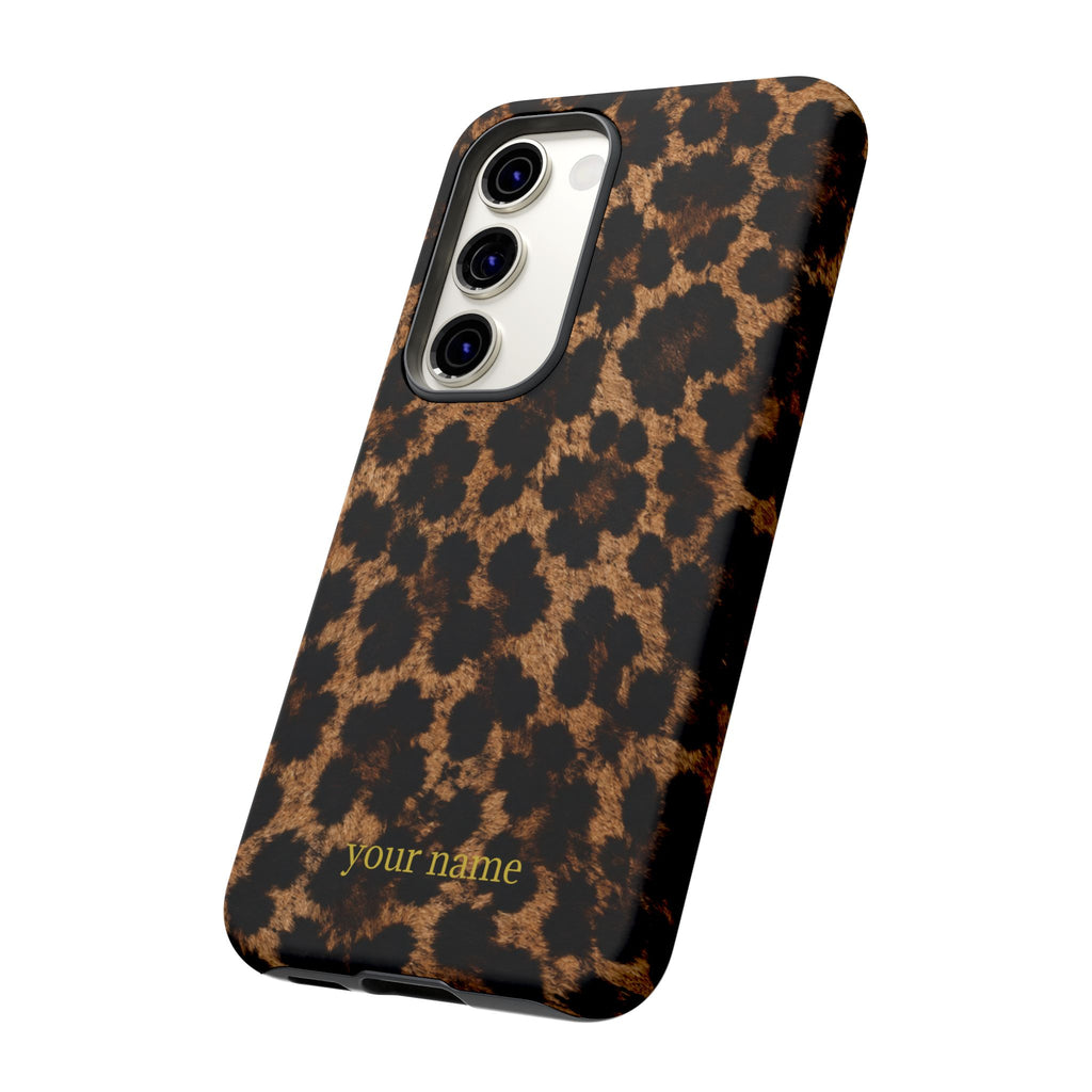 Leopard Print Phone Case — Personalized "your name" Monogram Tough Case