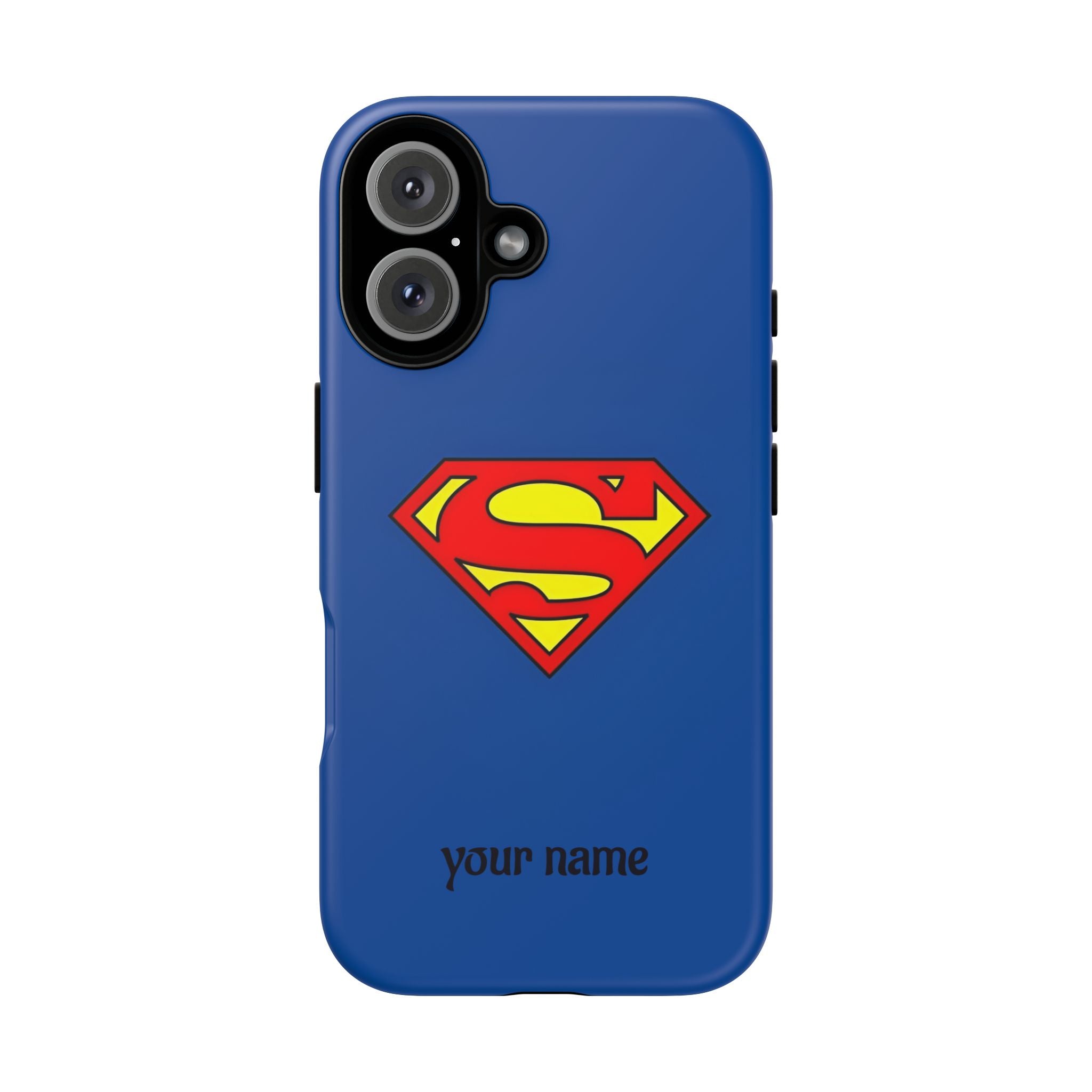Personalized Superhero Phone Case — Custom Name Blue Protective Cover