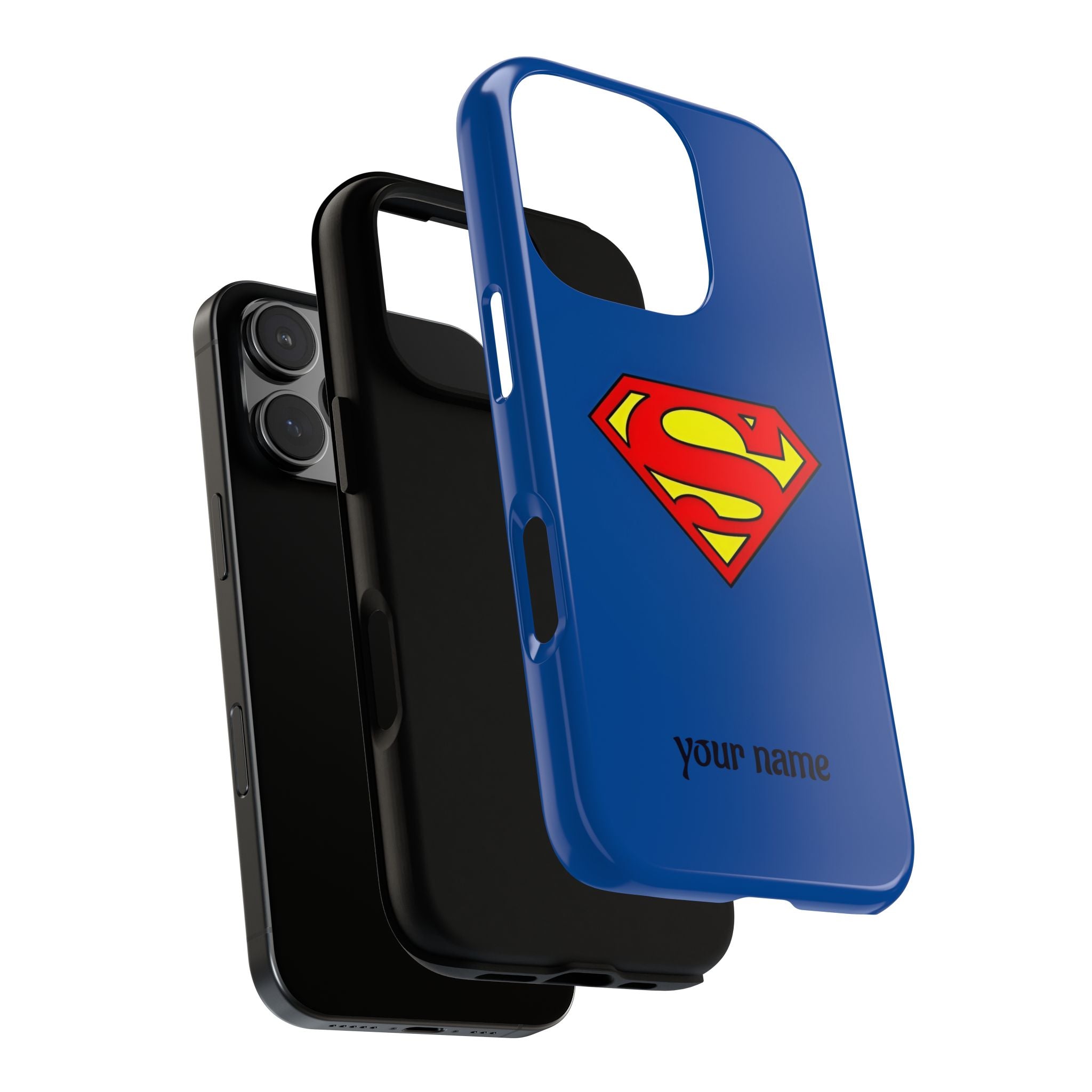Personalized Superhero Phone Case — Custom Name Blue Protective Cover