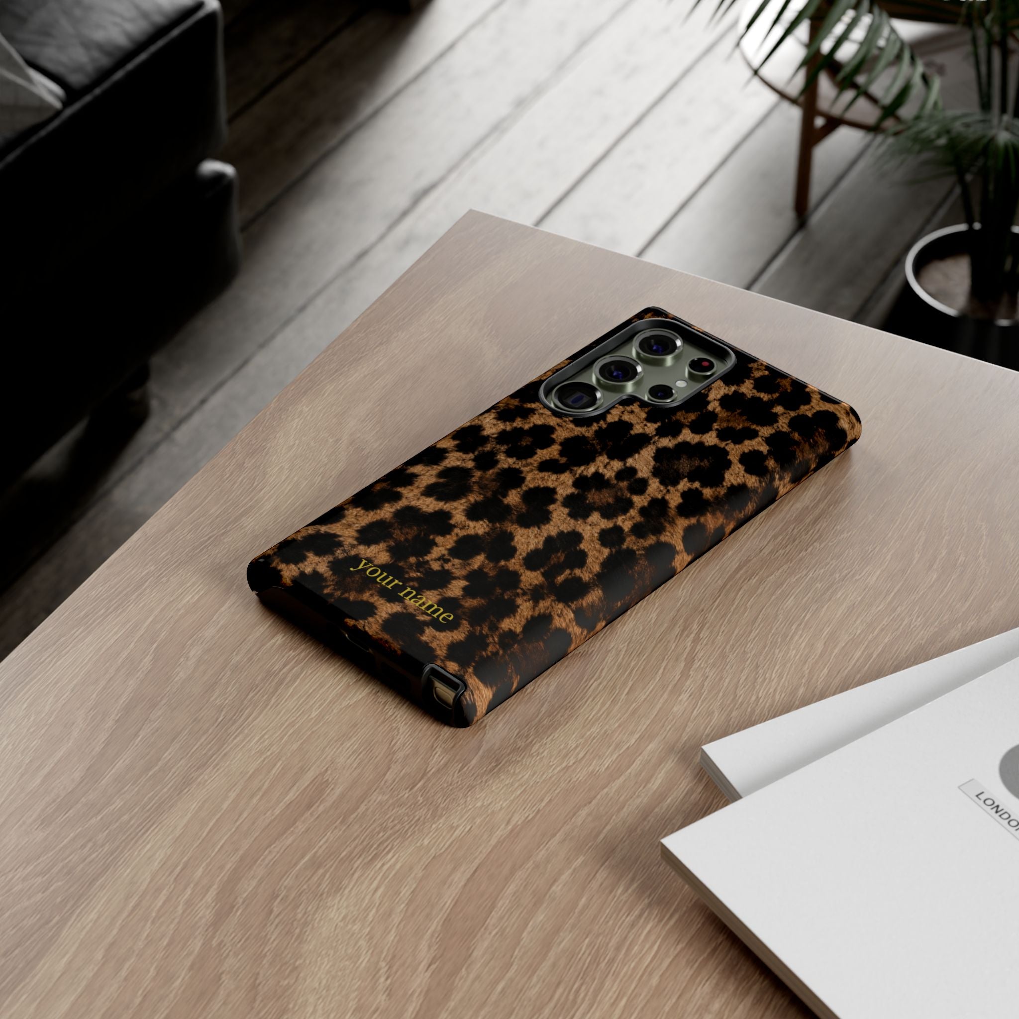 Leopard Print Phone Case — Personalized "your name" Monogram Tough Case