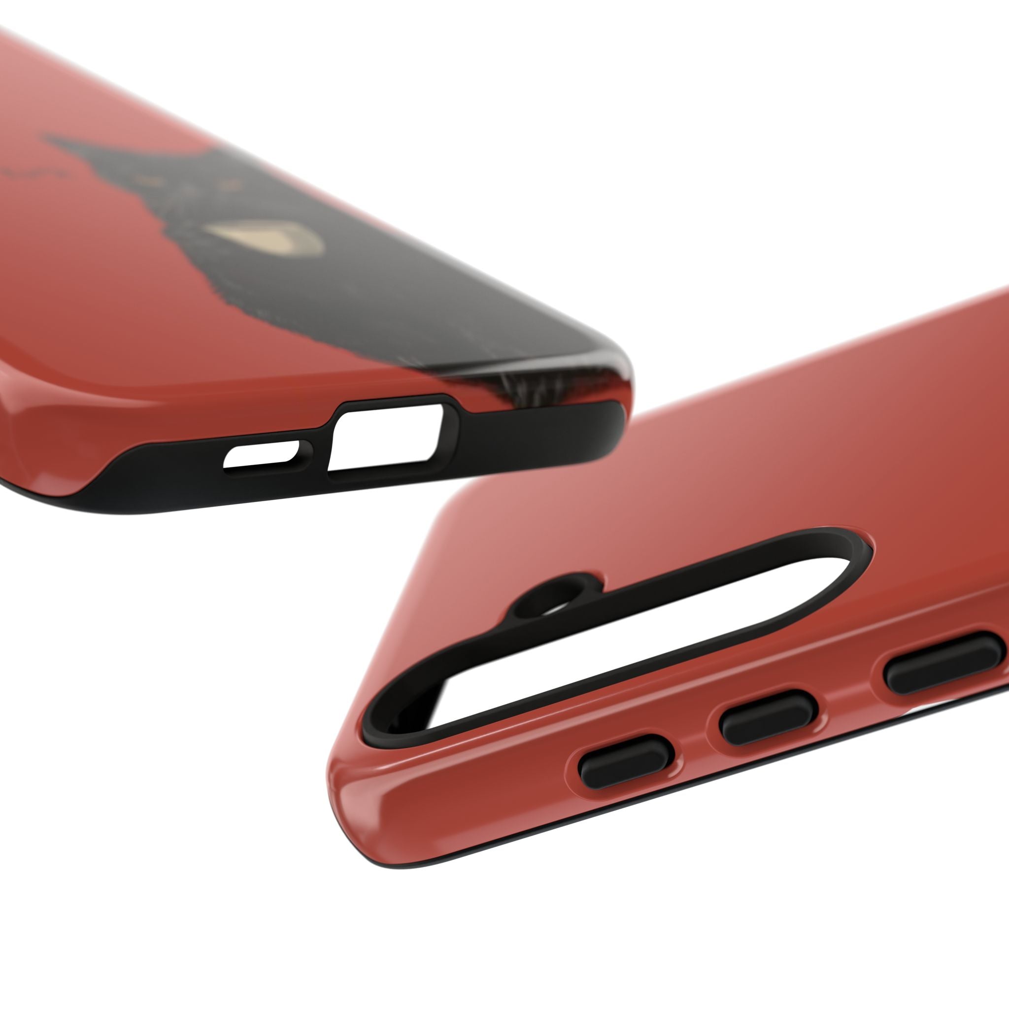 Black Cat Coffee Phone Case – Red Matte Protective Tough Case