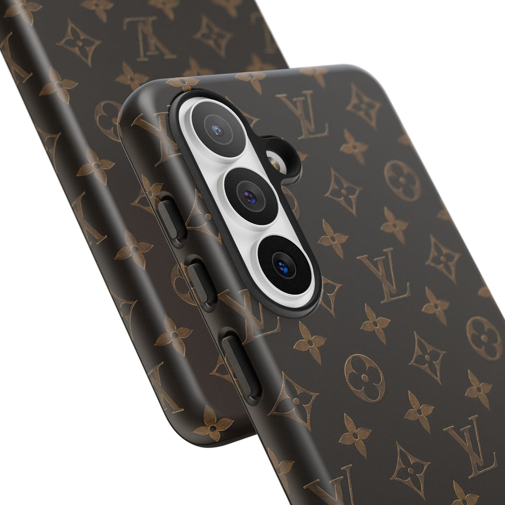 Luxury Monogram Phone Case — Customizable "your name" Brown Pattern