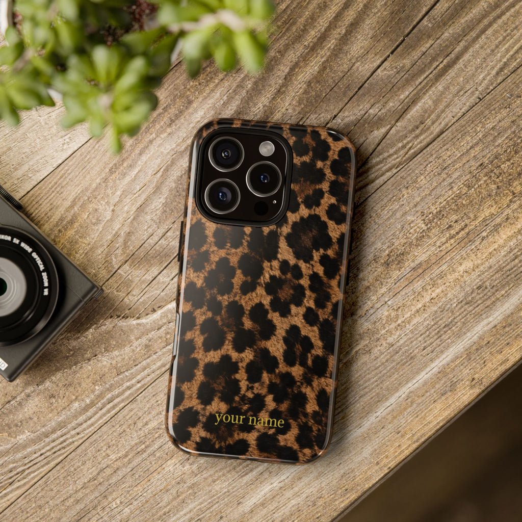 Leopard Print Phone Case — Personalized "your name" Monogram Tough Case