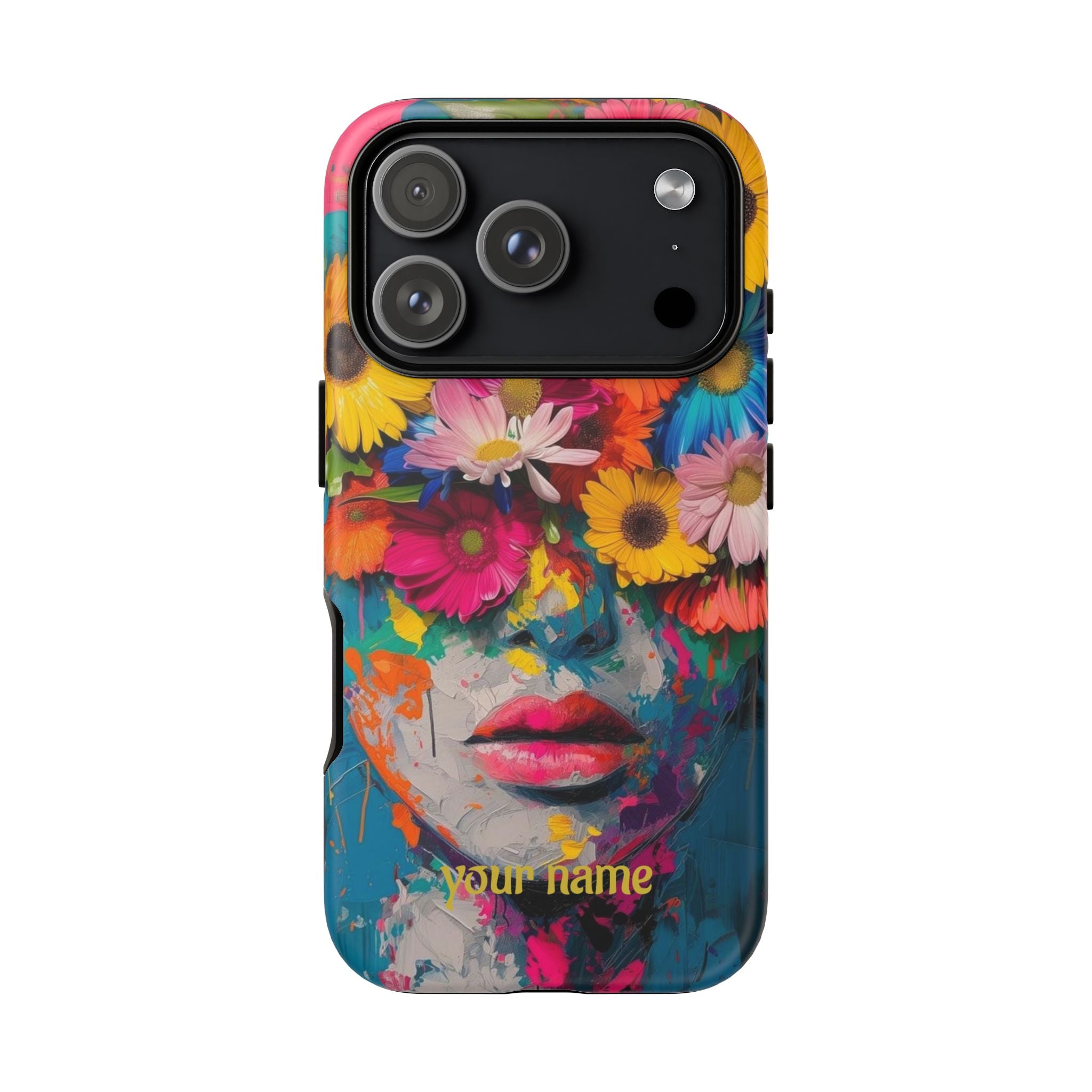 Floral Face Phone Case — Customizable Colorful Portrait iPhone Case