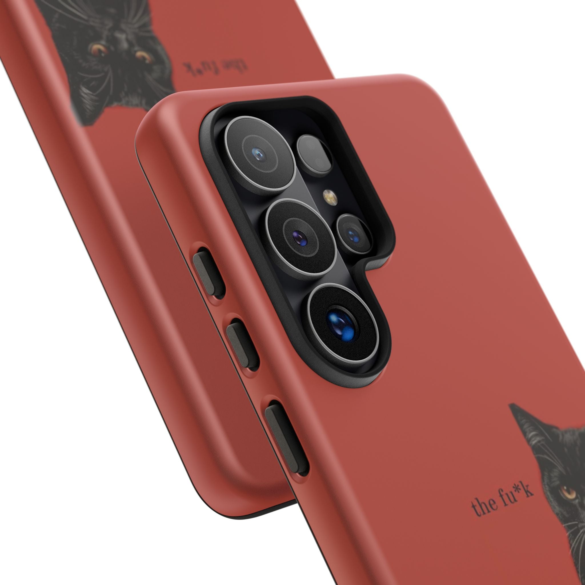 Black Cat Coffee Phone Case – Red Matte Protective Tough Case
