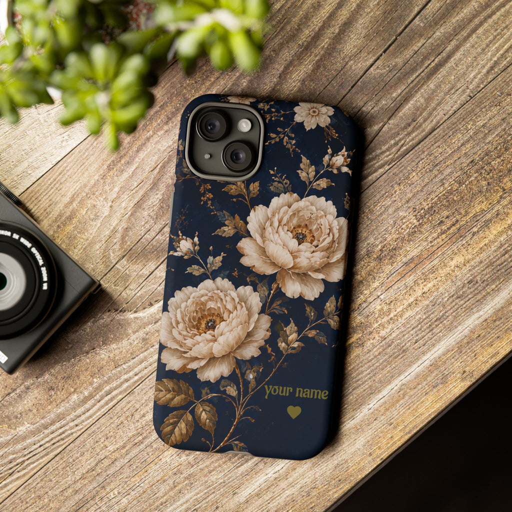 Floral Phone Case — Personalized Vintage Rose Protective Case