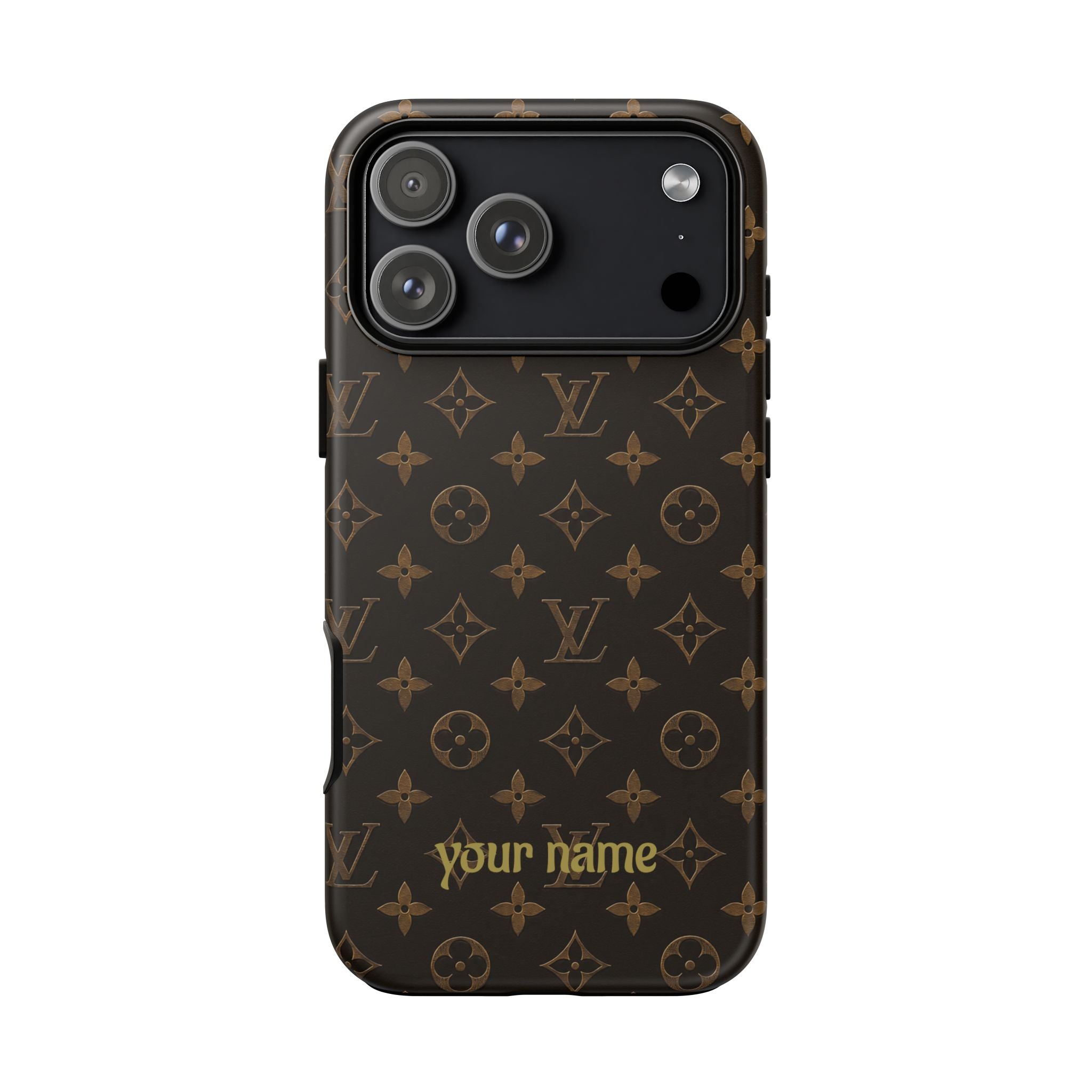 Luxury Monogram Phone Case — Customizable "your name" Brown Pattern