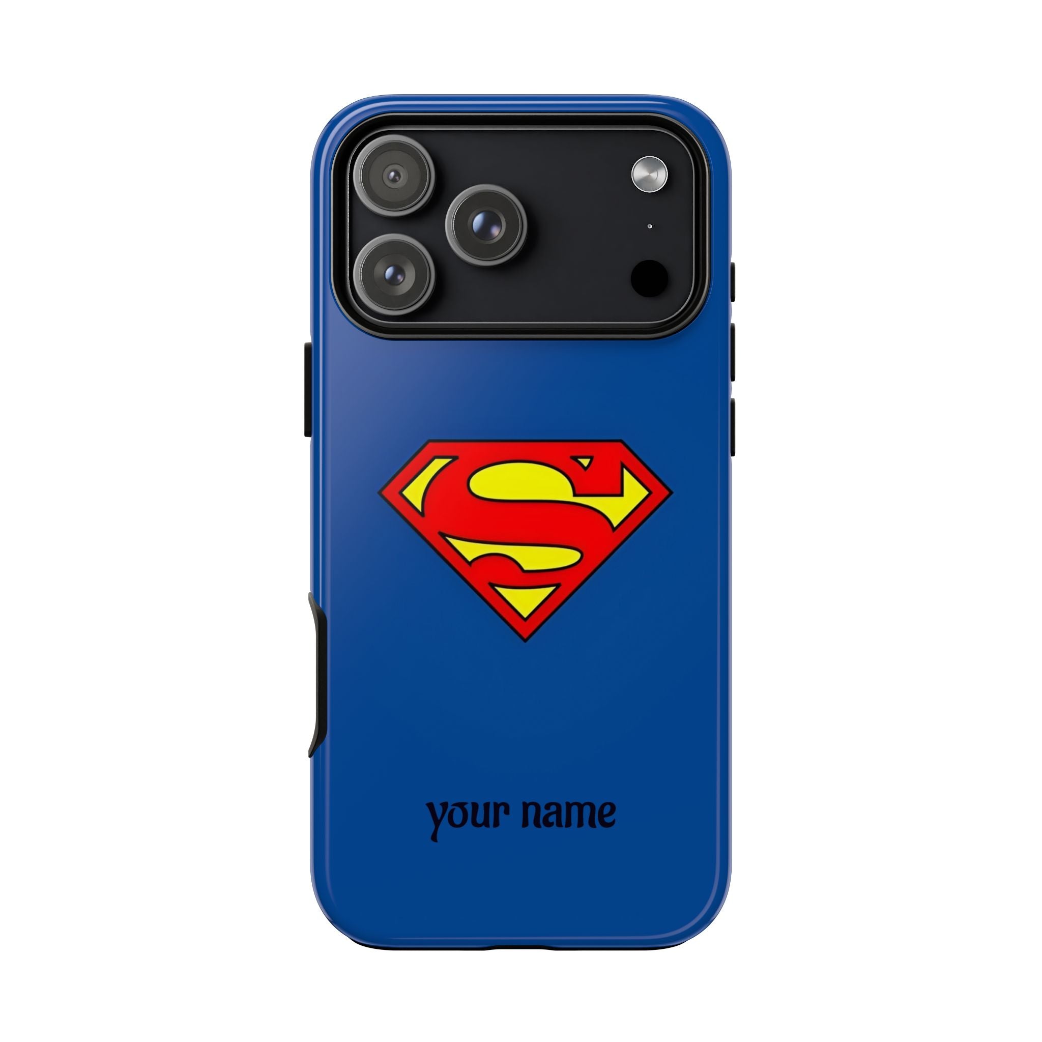 Personalized Superhero Phone Case — Custom Name Blue Protective Cover