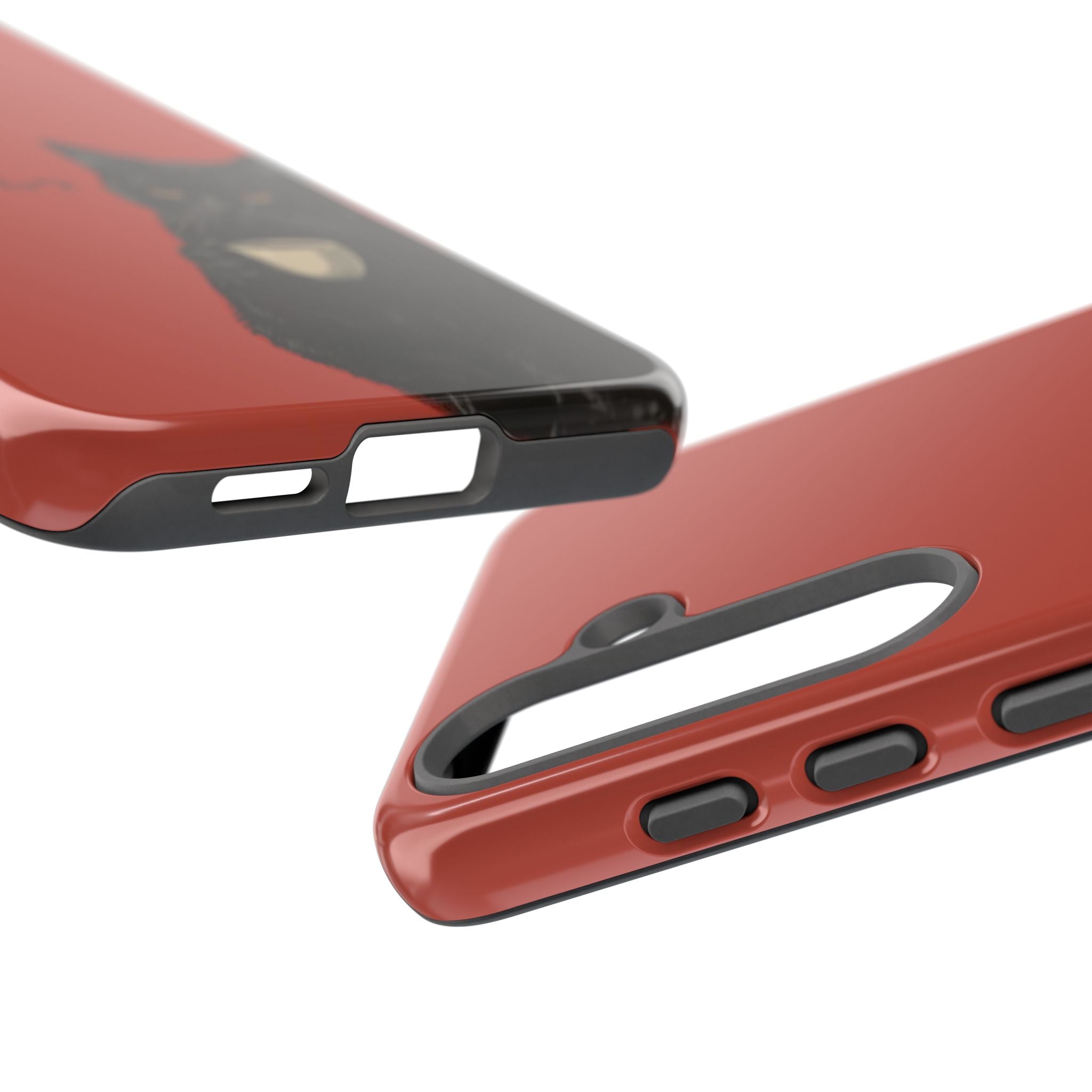 Black Cat Coffee Phone Case – Red Matte Protective Tough Case