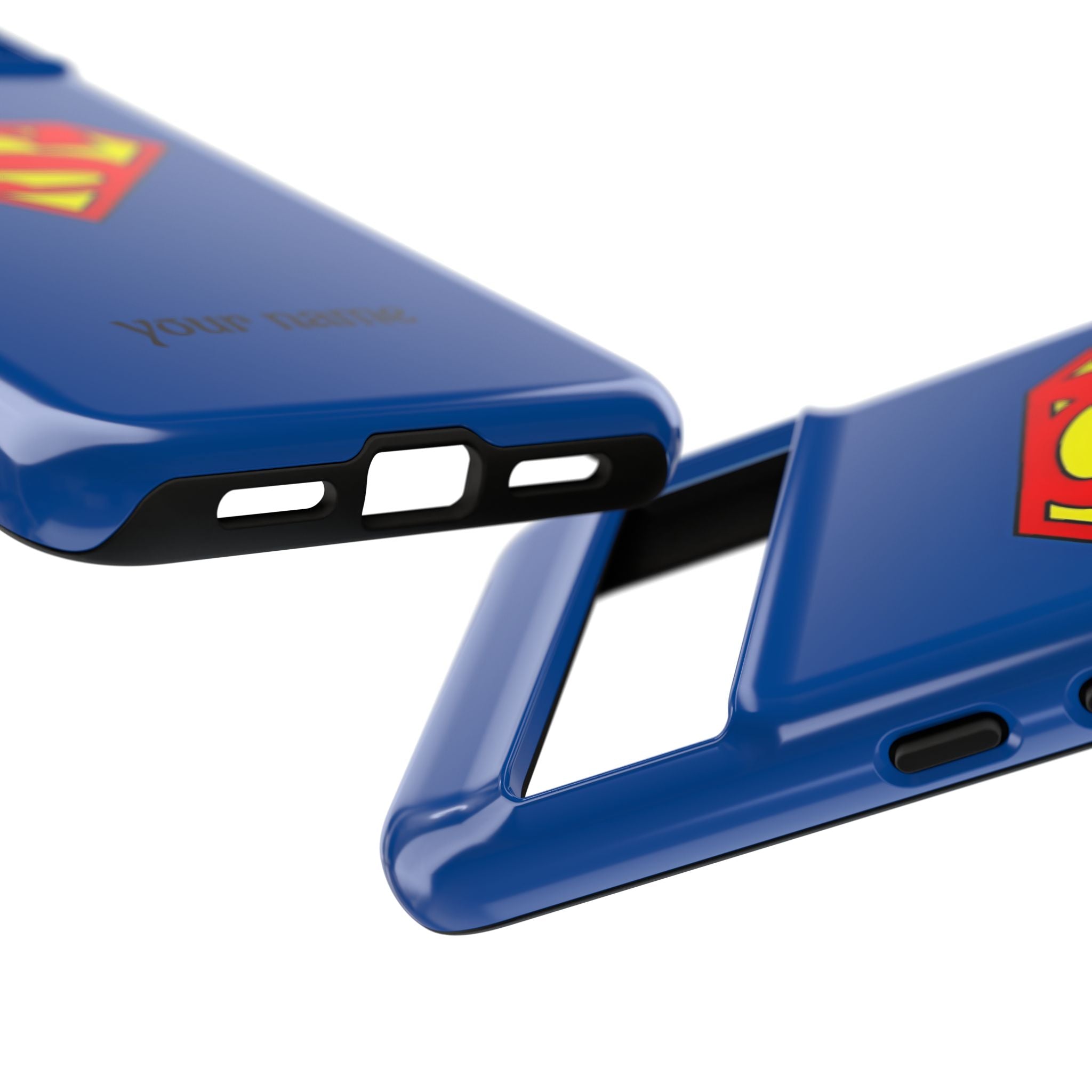 Personalized Superhero Phone Case — Custom Name Blue Protective Cover