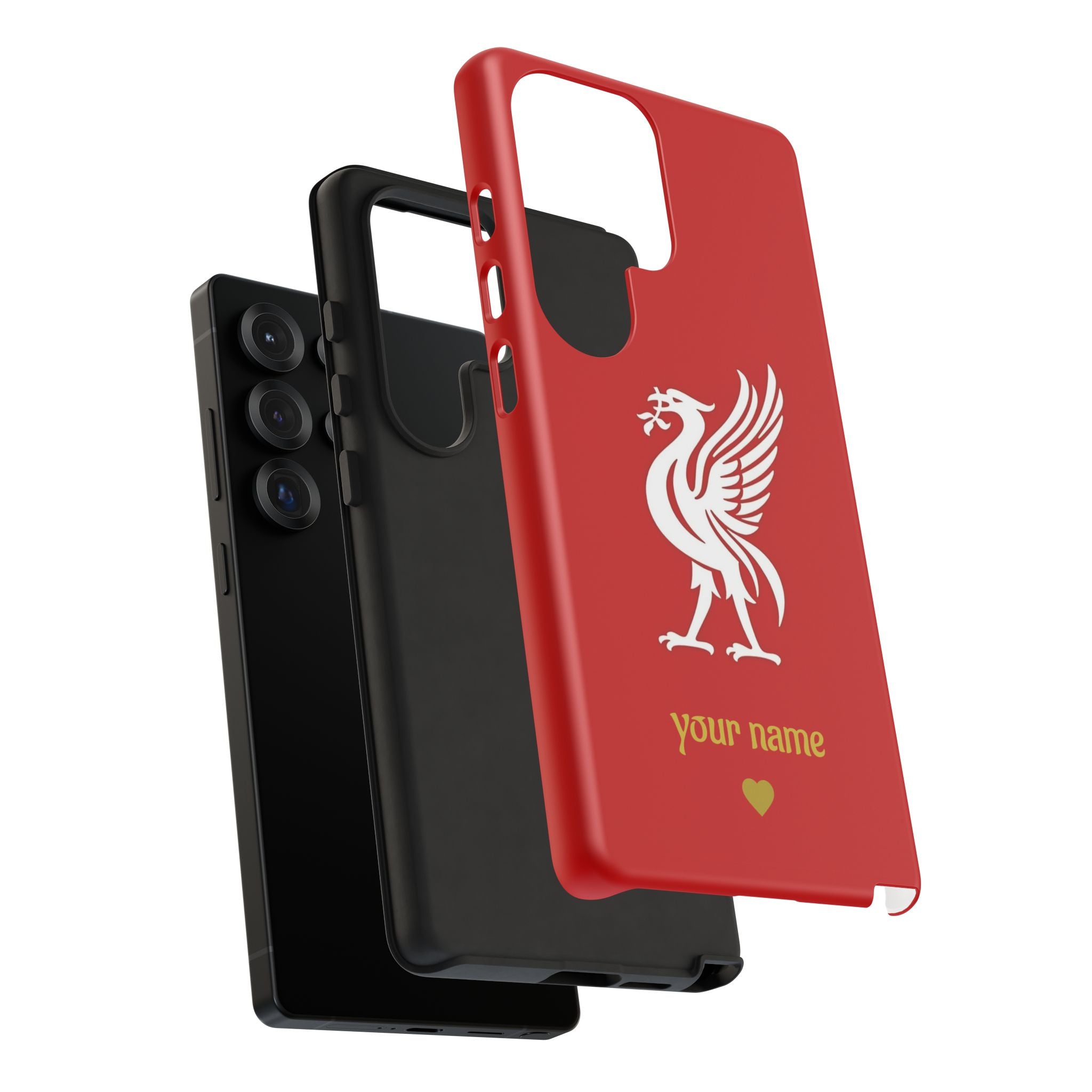 Personalized Red Phone Case — Liverbird Design with Custom Name