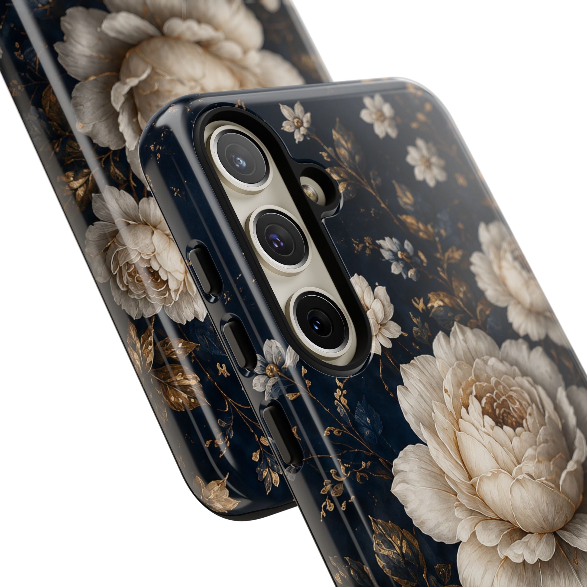 Floral Vintage Phone Case — Personalized "your name" Romantic Dark Peony