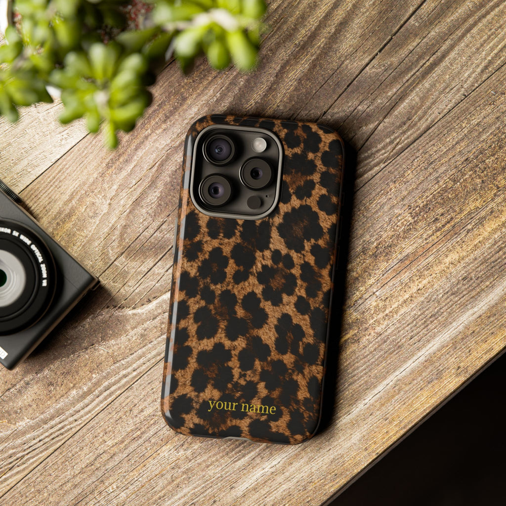 Leopard Print Phone Case — Personalized "your name" Monogram Tough Case