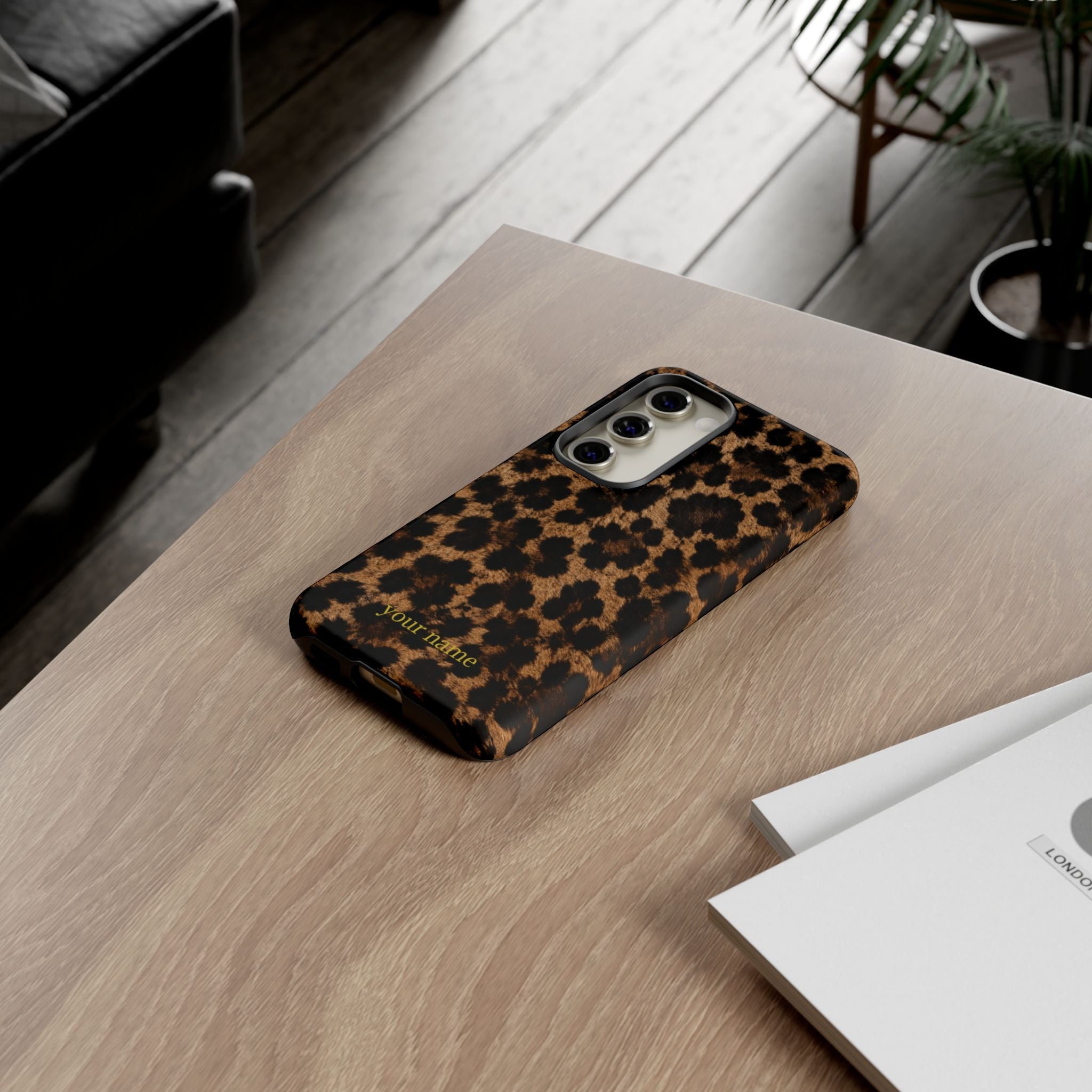 Leopard Print Phone Case — Personalized "your name" Monogram Tough Case