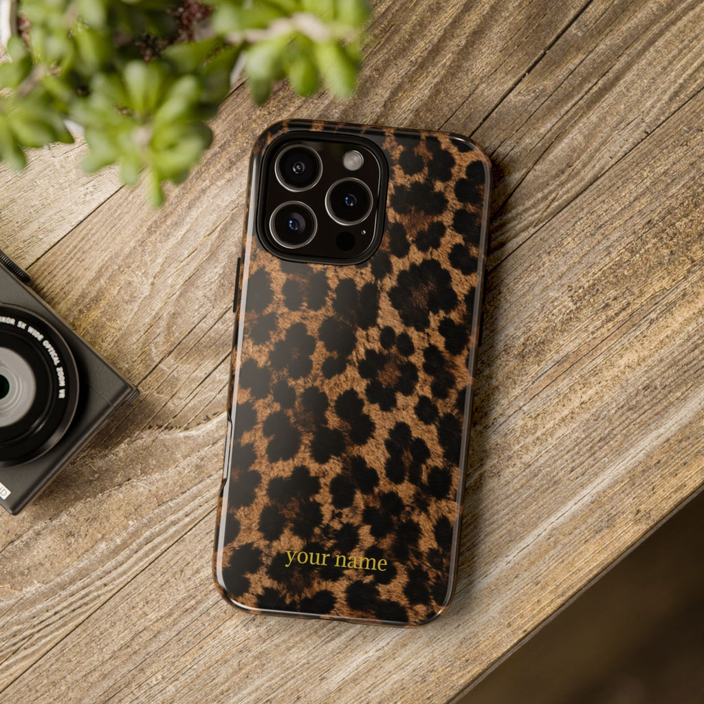 Leopard Print Phone Case — Personalized "your name" Monogram Tough Case