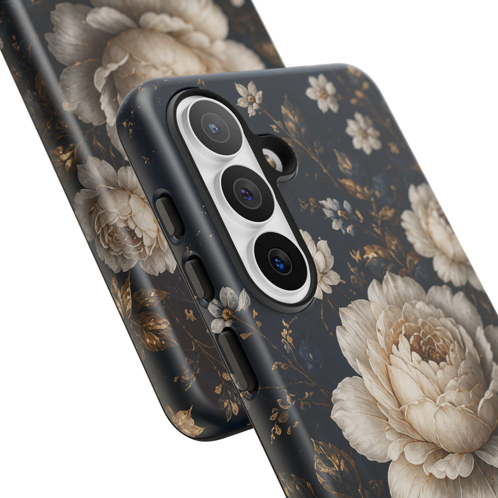 Floral Vintage Phone Case — Personalized "your name" Romantic Dark Peony