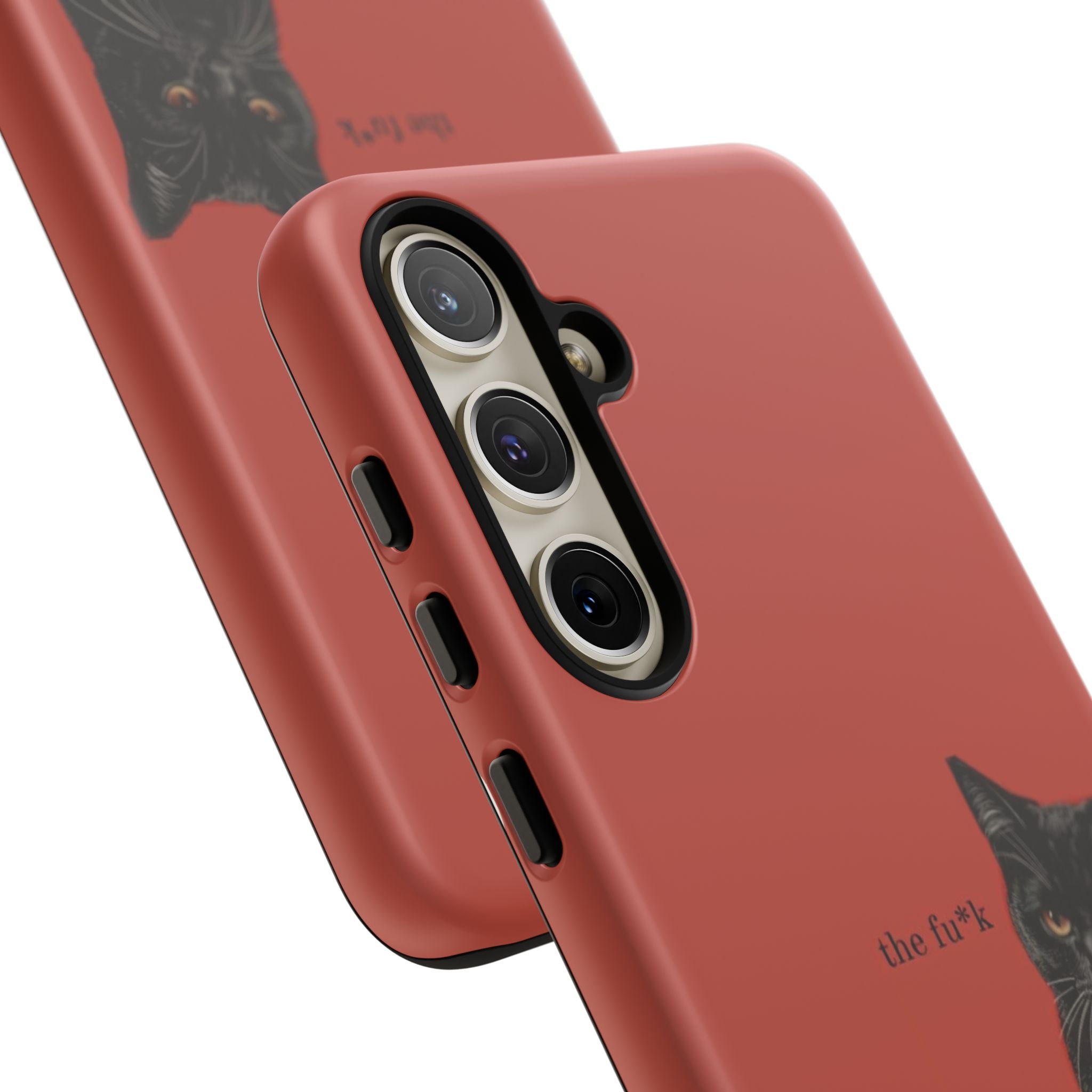Black Cat Coffee Phone Case – Red Matte Protective Tough Case