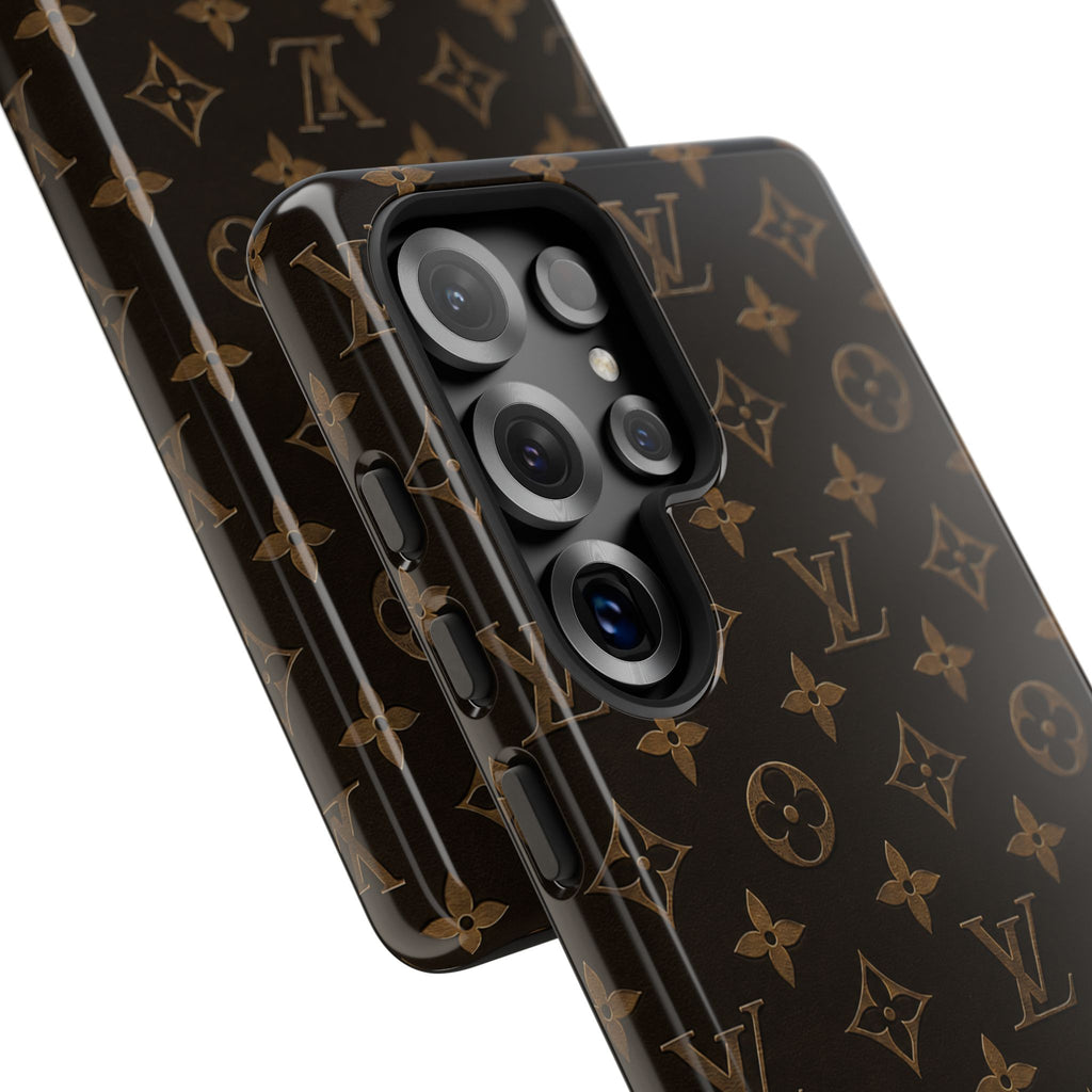 Luxury Monogram Phone Case — Customizable "your name" Brown Pattern