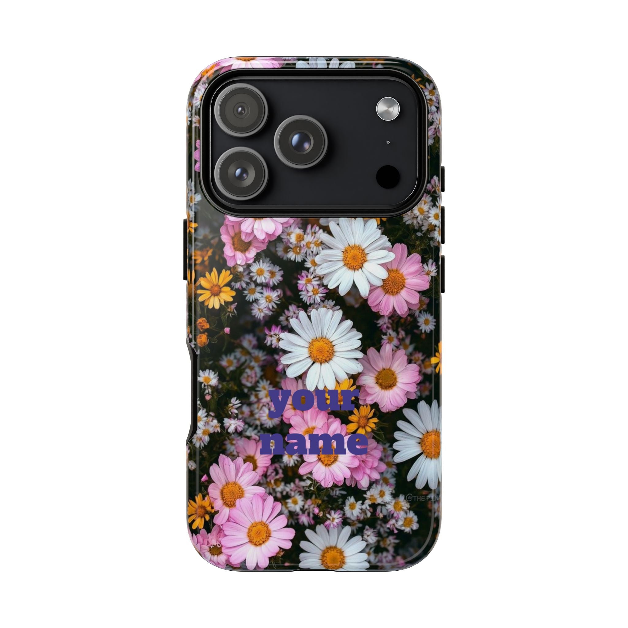 Personalized Floral Phone Case — Daisies Pattern with Custom Name