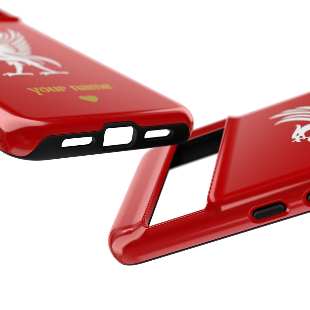 Personalized Red Phone Case — Liverbird Design with Custom Name