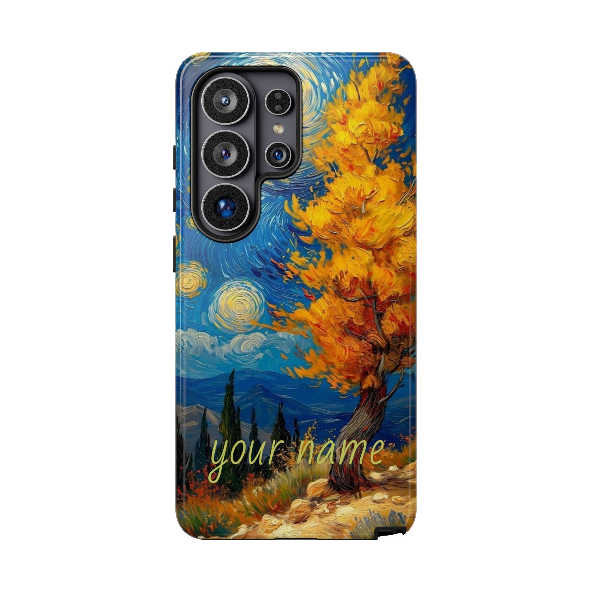 Personalized Starry Autumn Phone Case — Custom Name iPhone Protective Cover