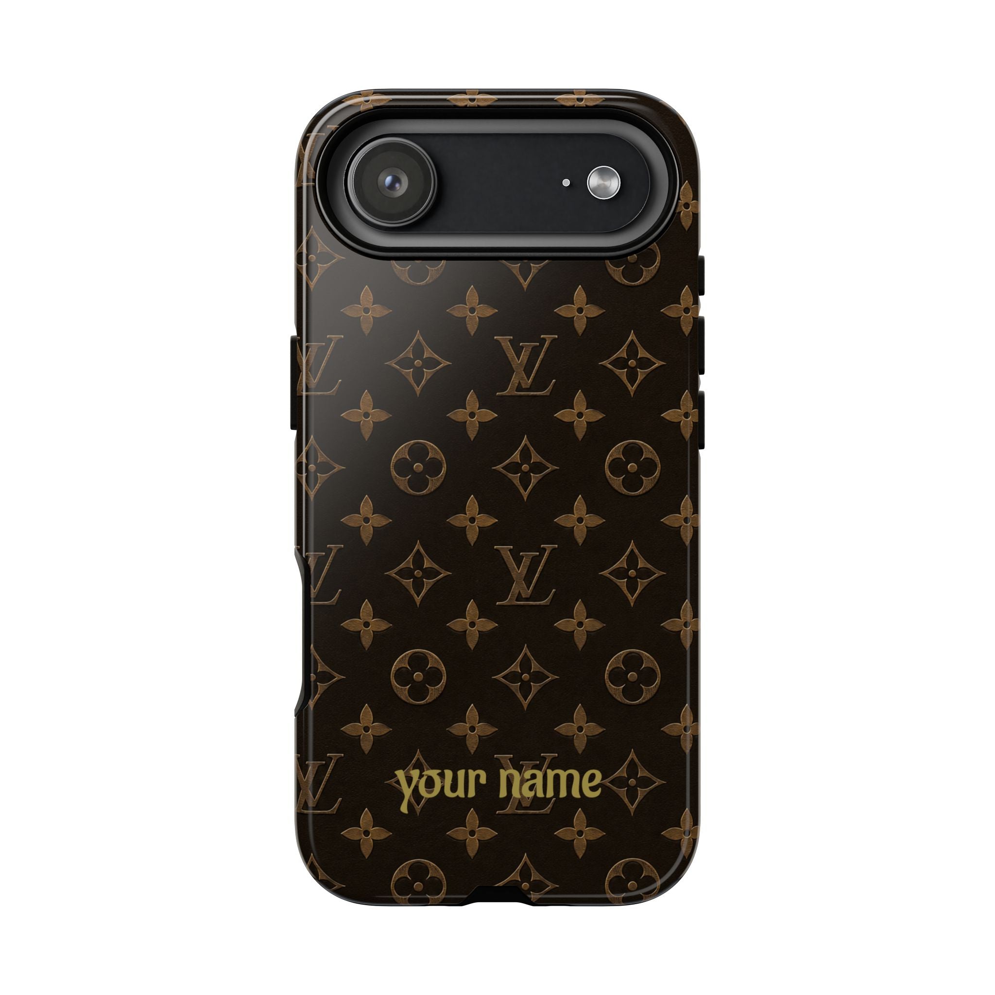 Luxury Monogram Phone Case — Customizable "your name" Brown Pattern