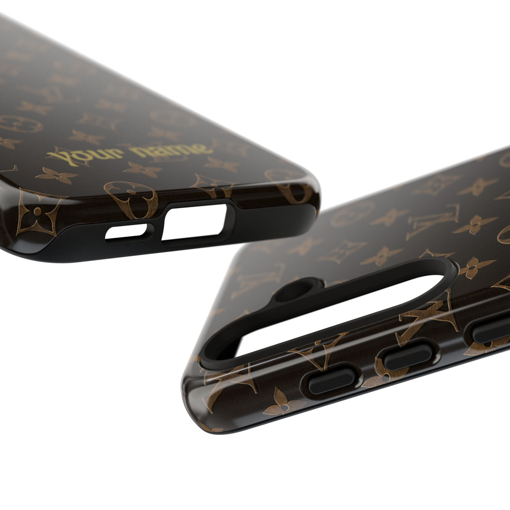 Luxury Monogram Phone Case — Customizable "your name" Brown Pattern
