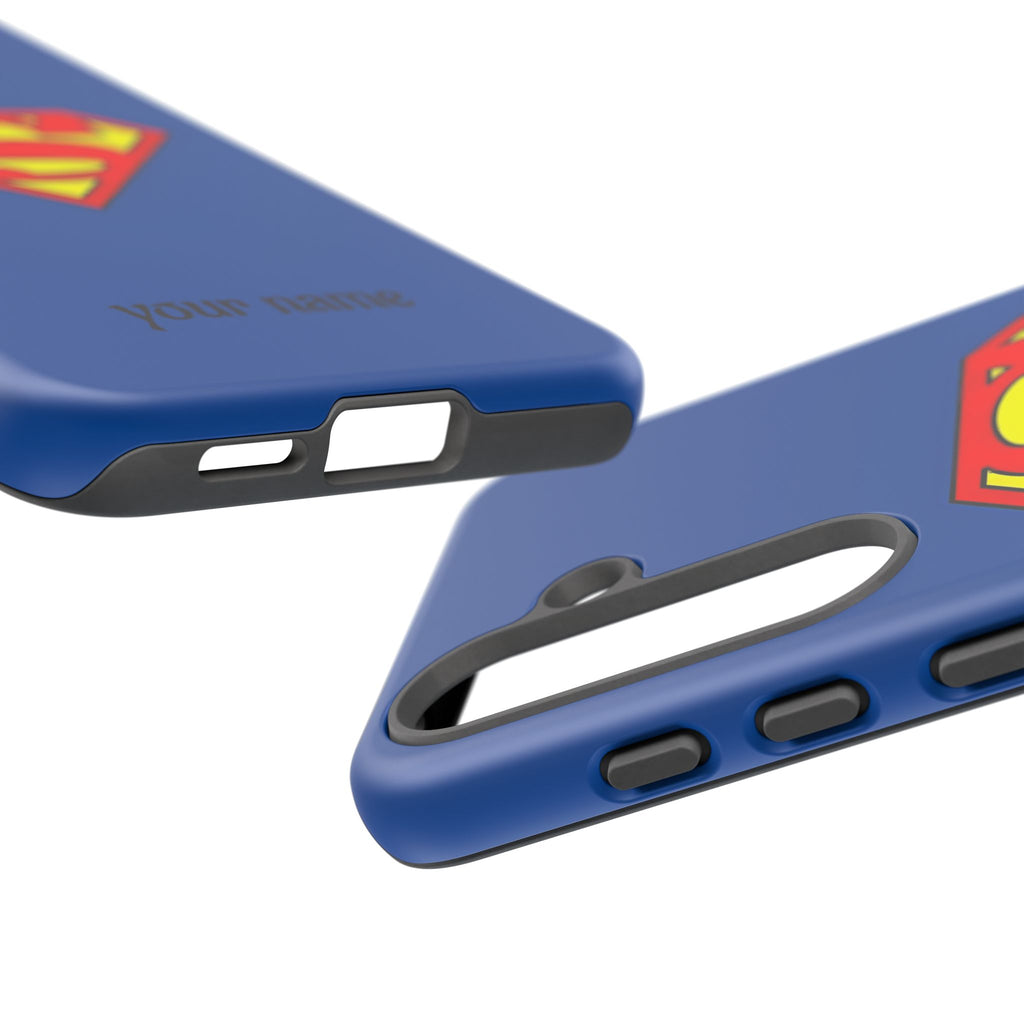 Personalized Superhero Phone Case — Custom Name Blue Protective Cover