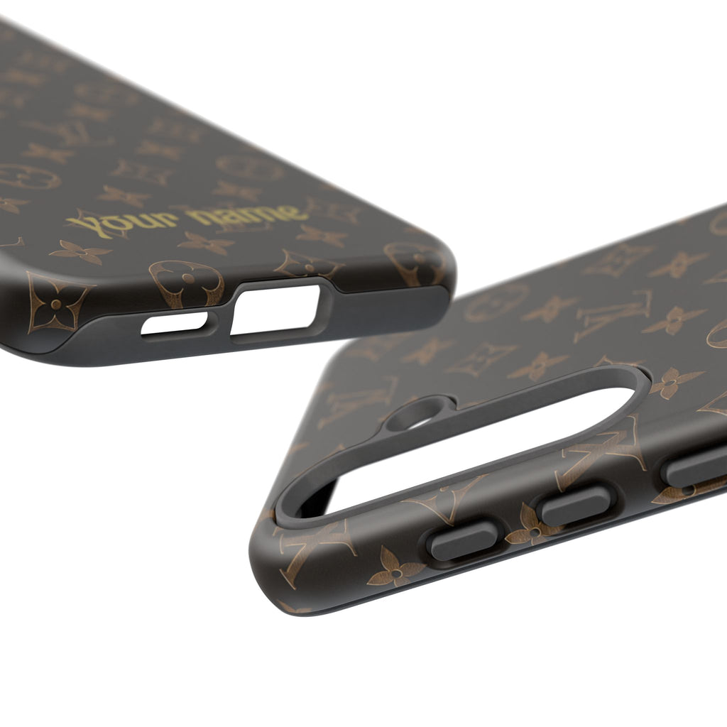 Luxury Monogram Phone Case — Customizable "your name" Brown Pattern