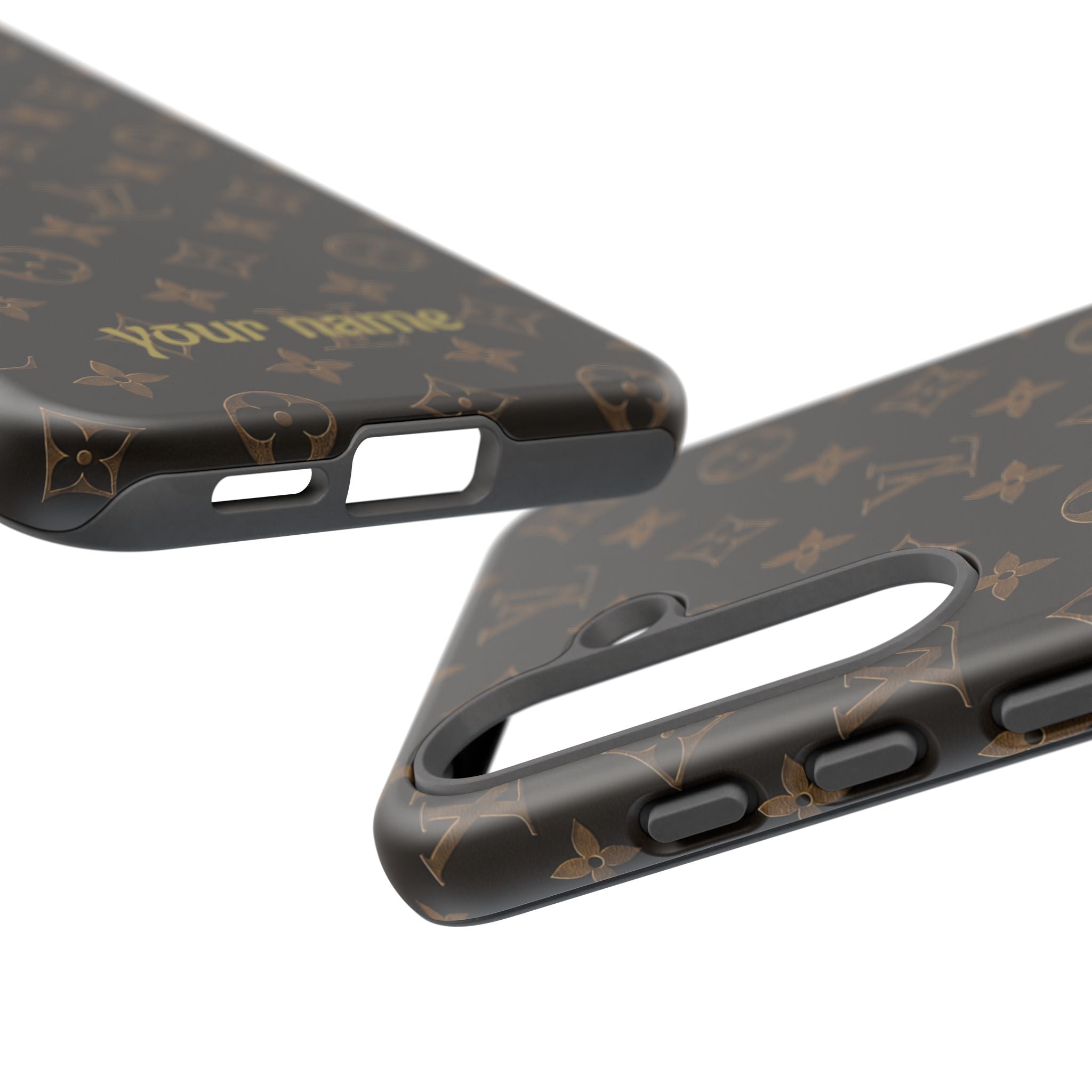 Luxury Monogram Phone Case — Customizable "your name" Brown Pattern