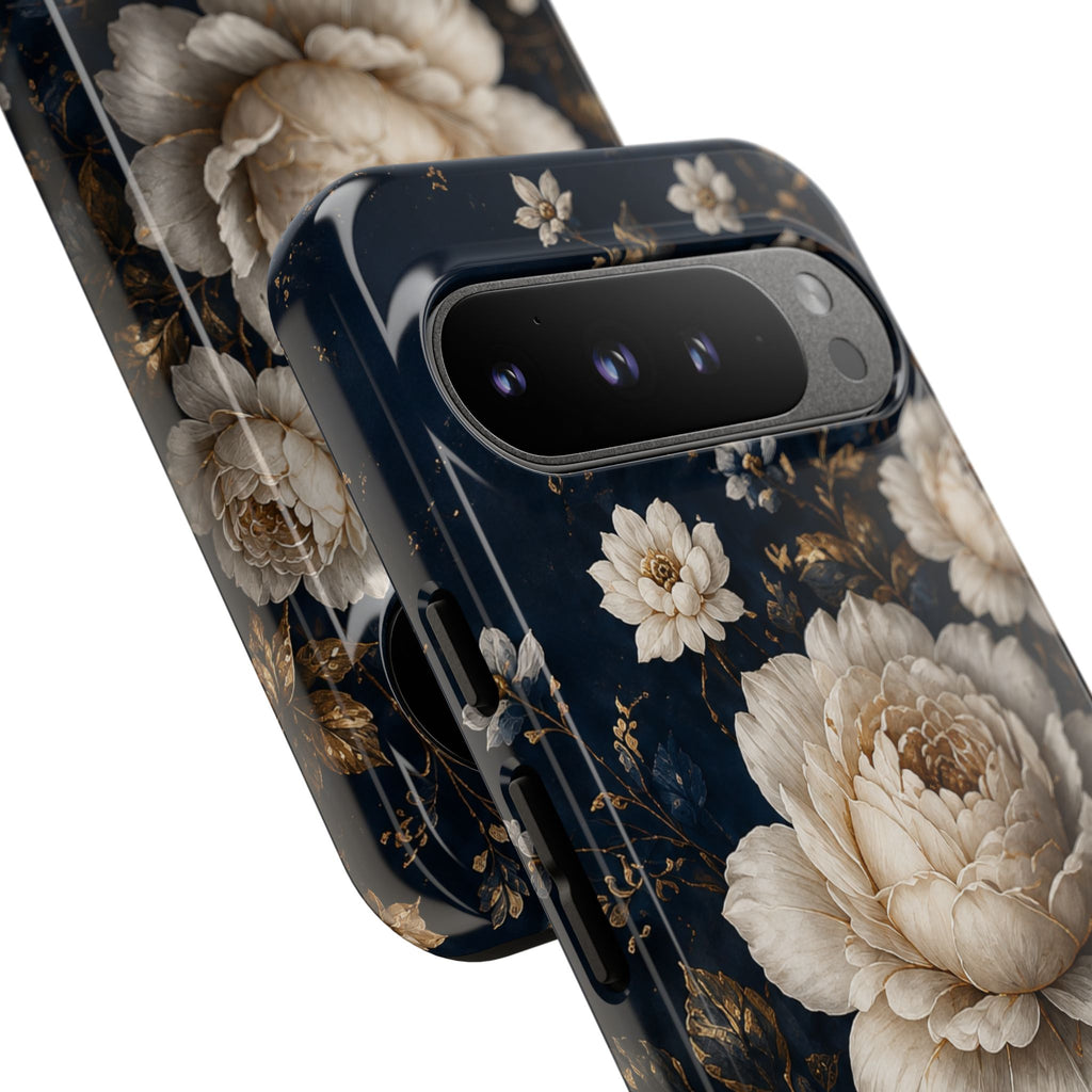 Floral Vintage Phone Case — Personalized "your name" Romantic Dark Peony